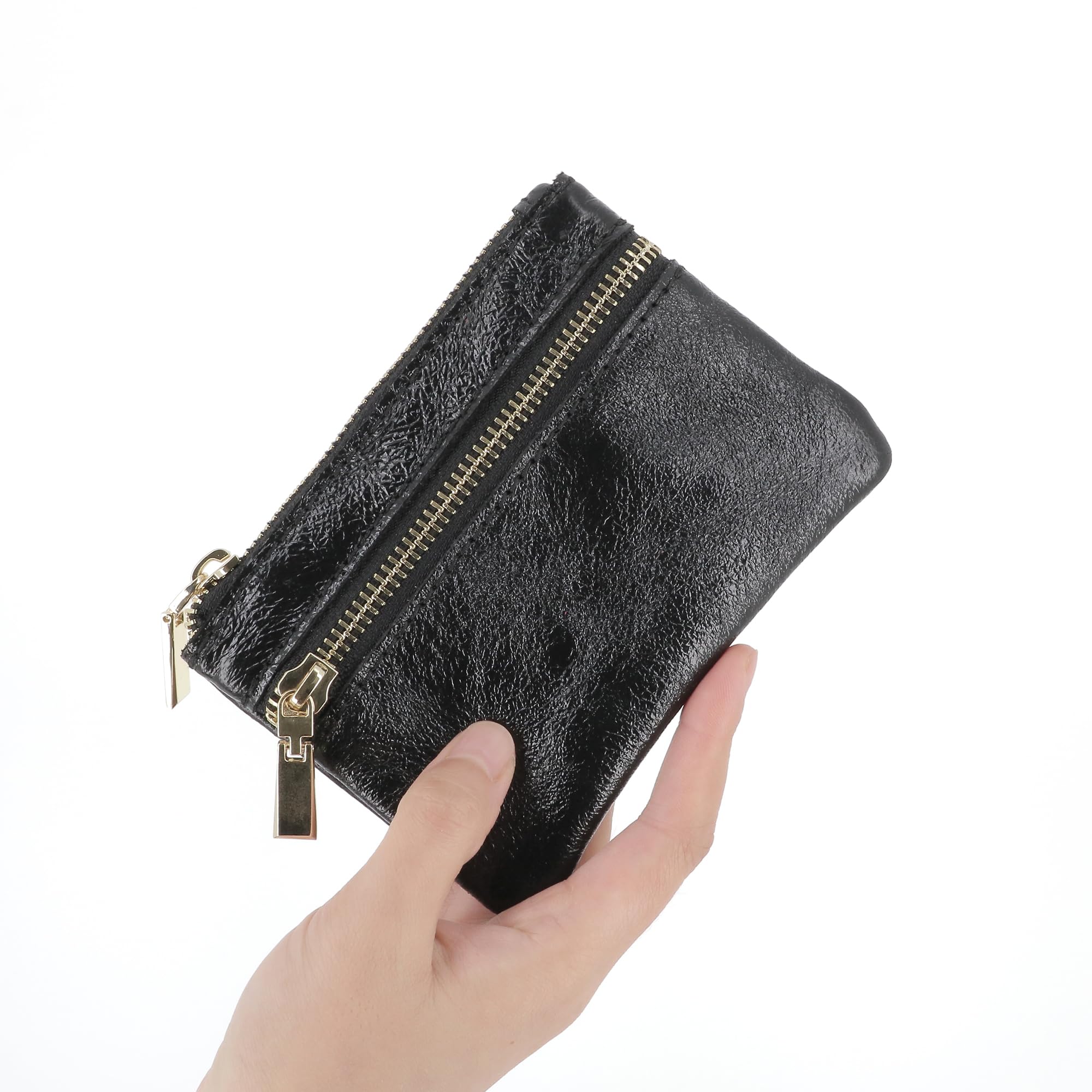 double-tree-porte-monnaie-cuir-noir-iris-portefeuille-zip-femme image 6