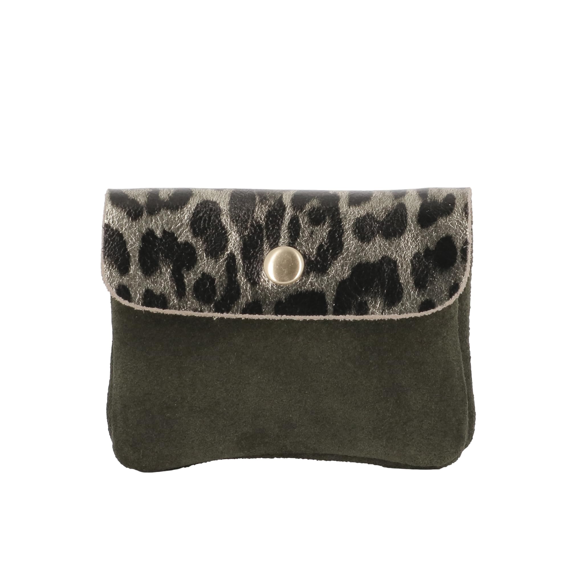 double-tree-porte-monnaie-cuir-l-opard-kaki image 1