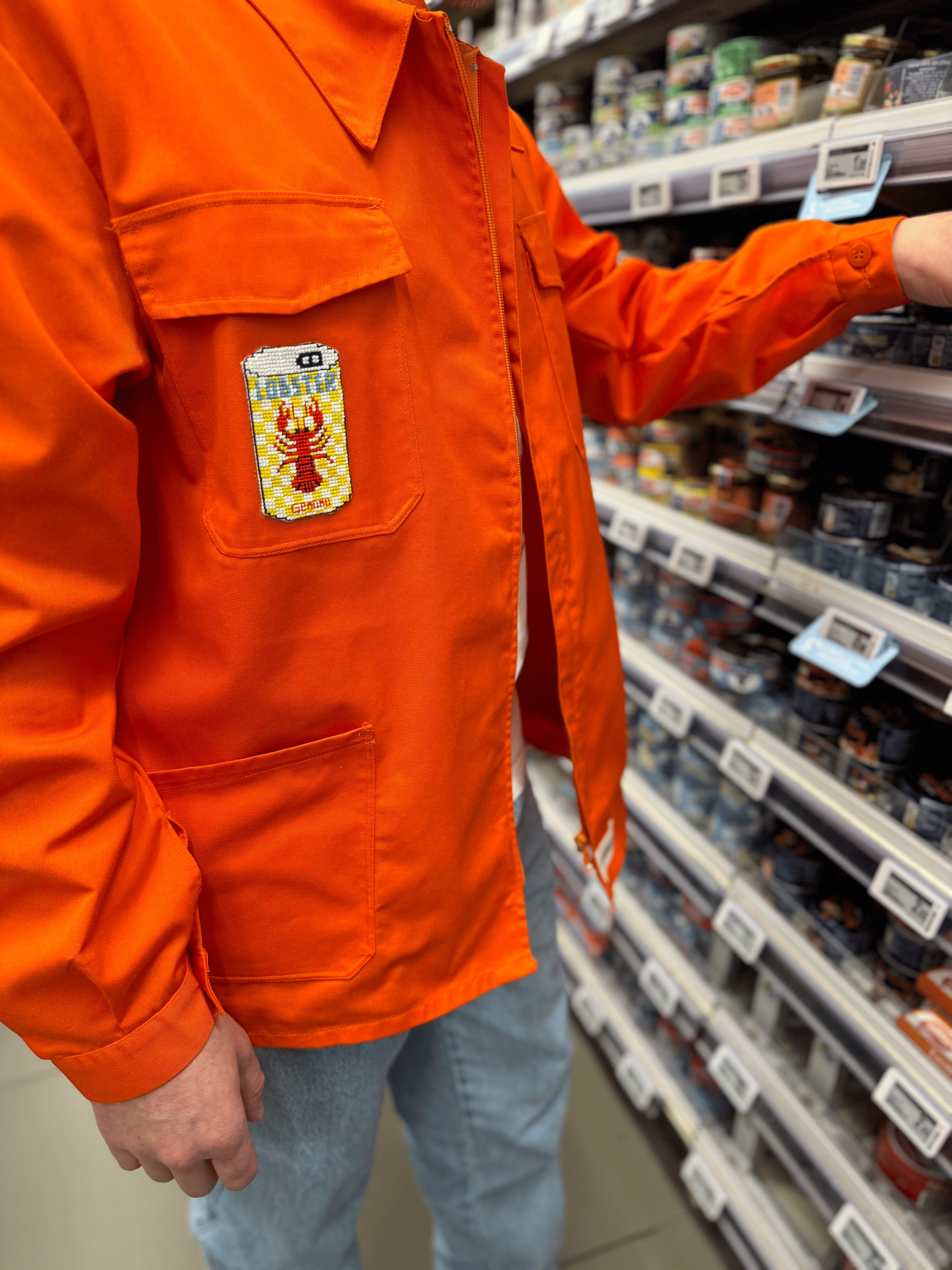 maison-gang-lobster-roll-veste-de-travail-orange-tu image 2