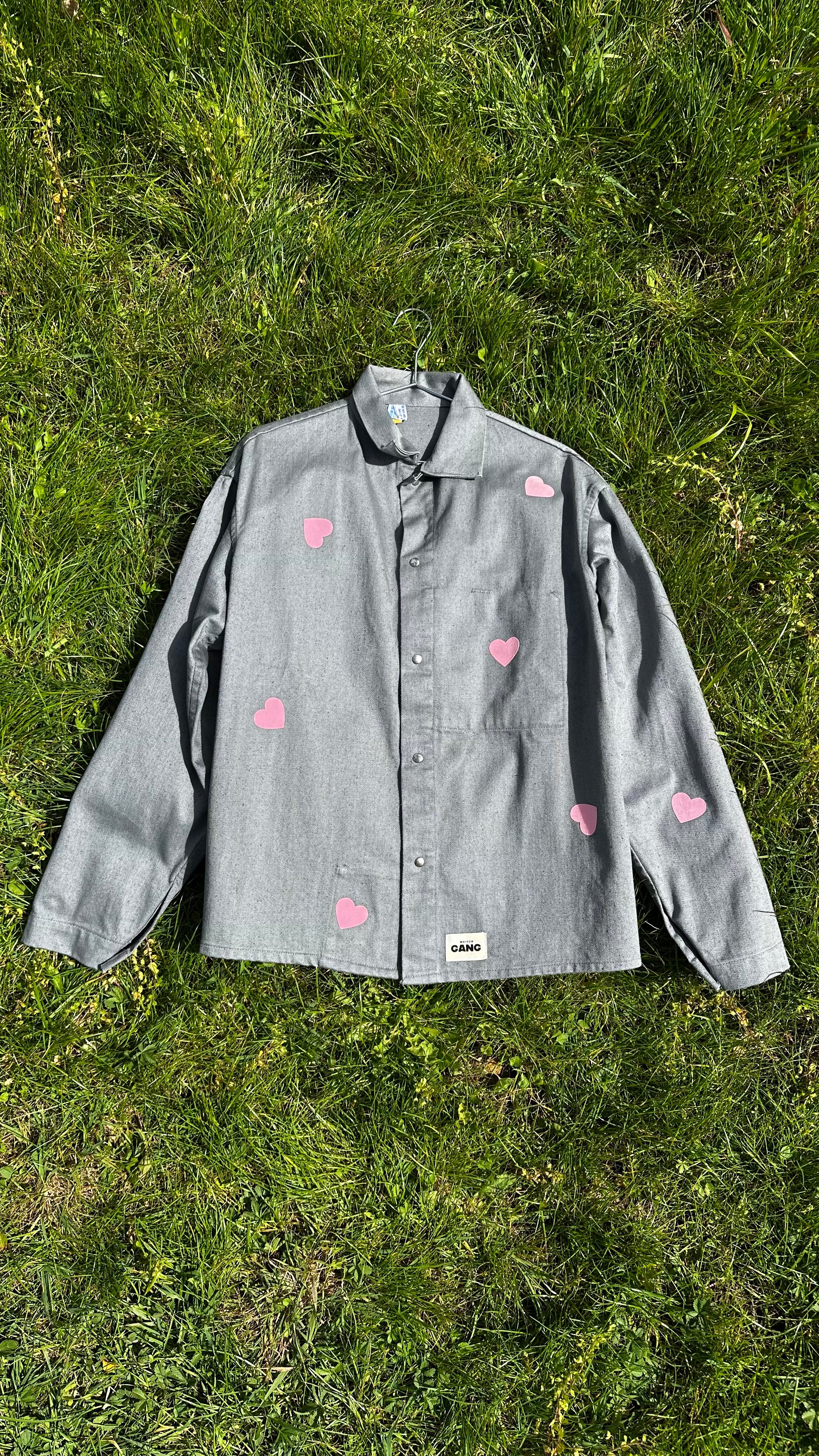 maison-gang-veste-de-travail-grise-coeurs-roses-tu image 1