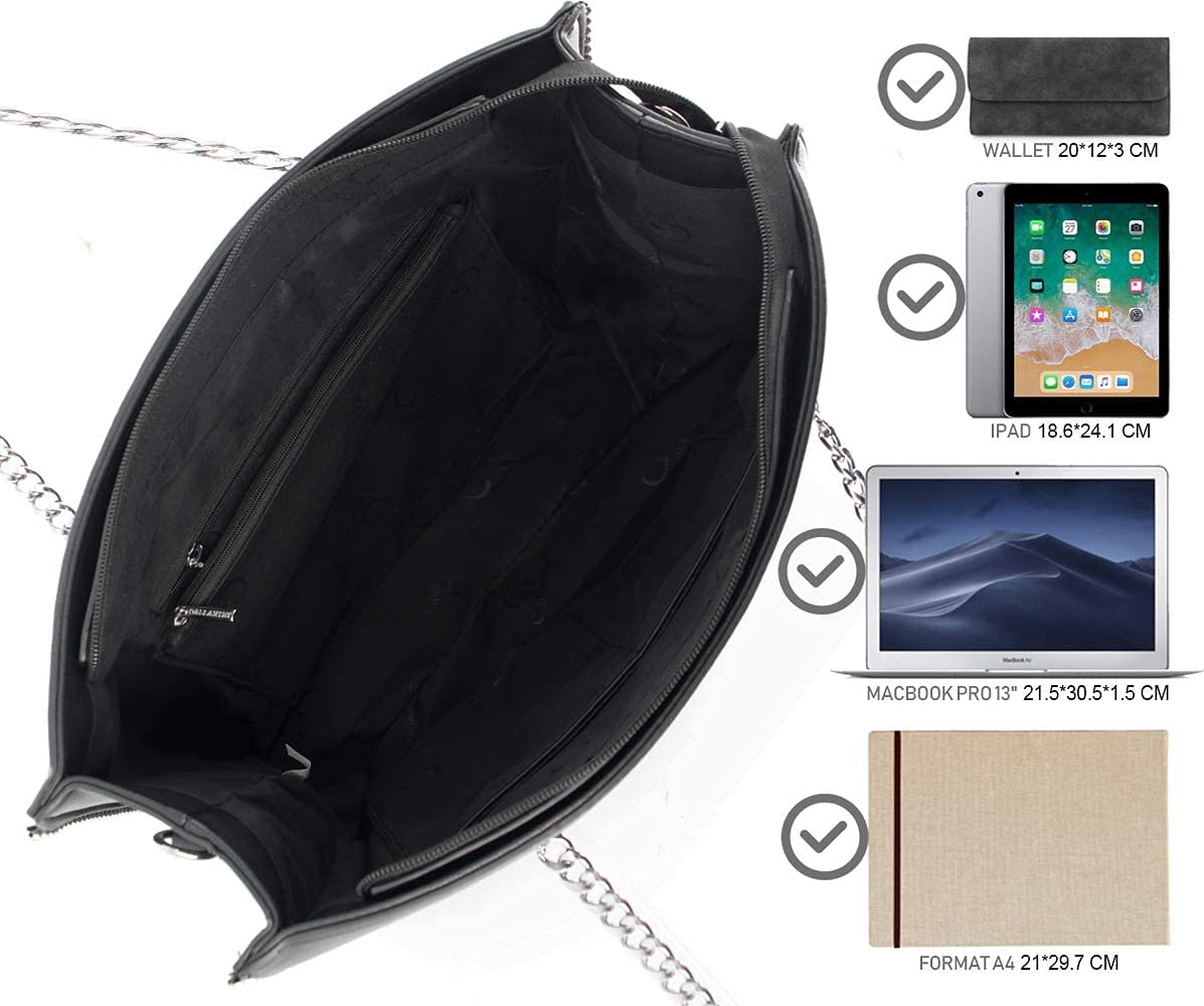 double-tree-sac-main-cha-ne-perle-noir-xl-a4 image 5