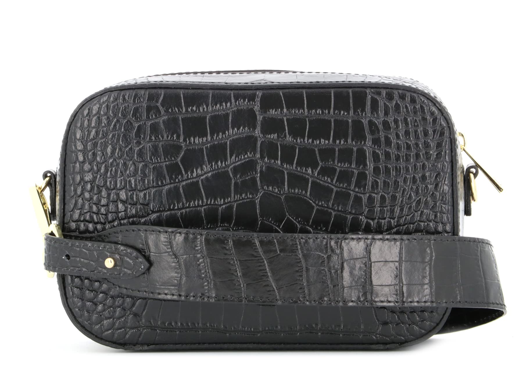 double-tree-sac-bandouli-re-cam-ra-cuir-croco-noir-22-cm image 1