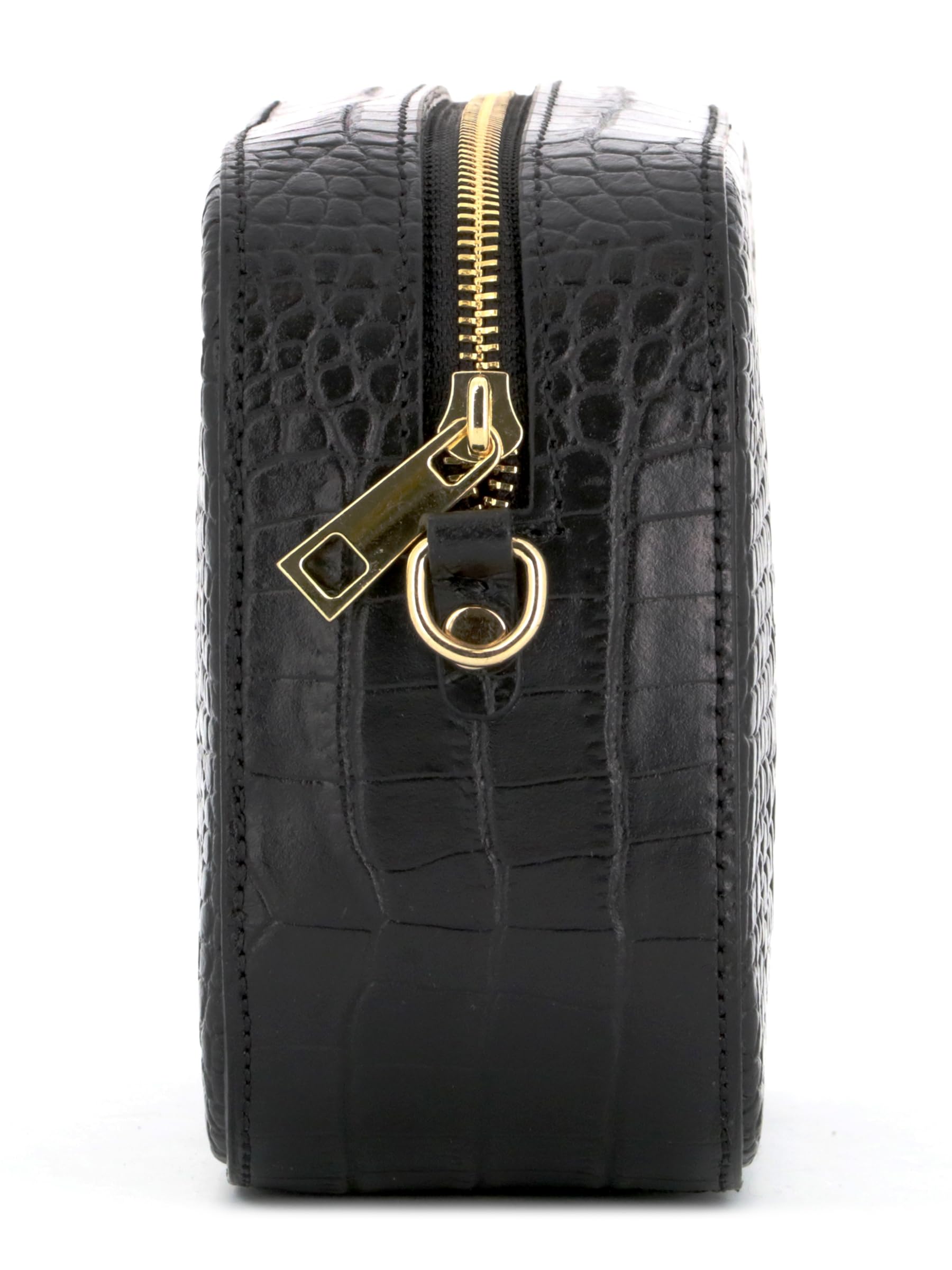 double-tree-sac-bandouli-re-cam-ra-cuir-croco-noir-22-cm image 8