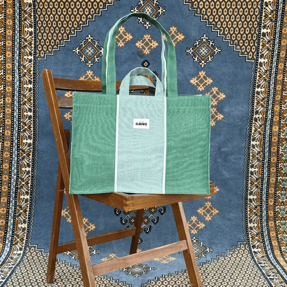 maison-gang-sac-toile-de-store-cabas-menthe-30x40x18-imperm-able image 1