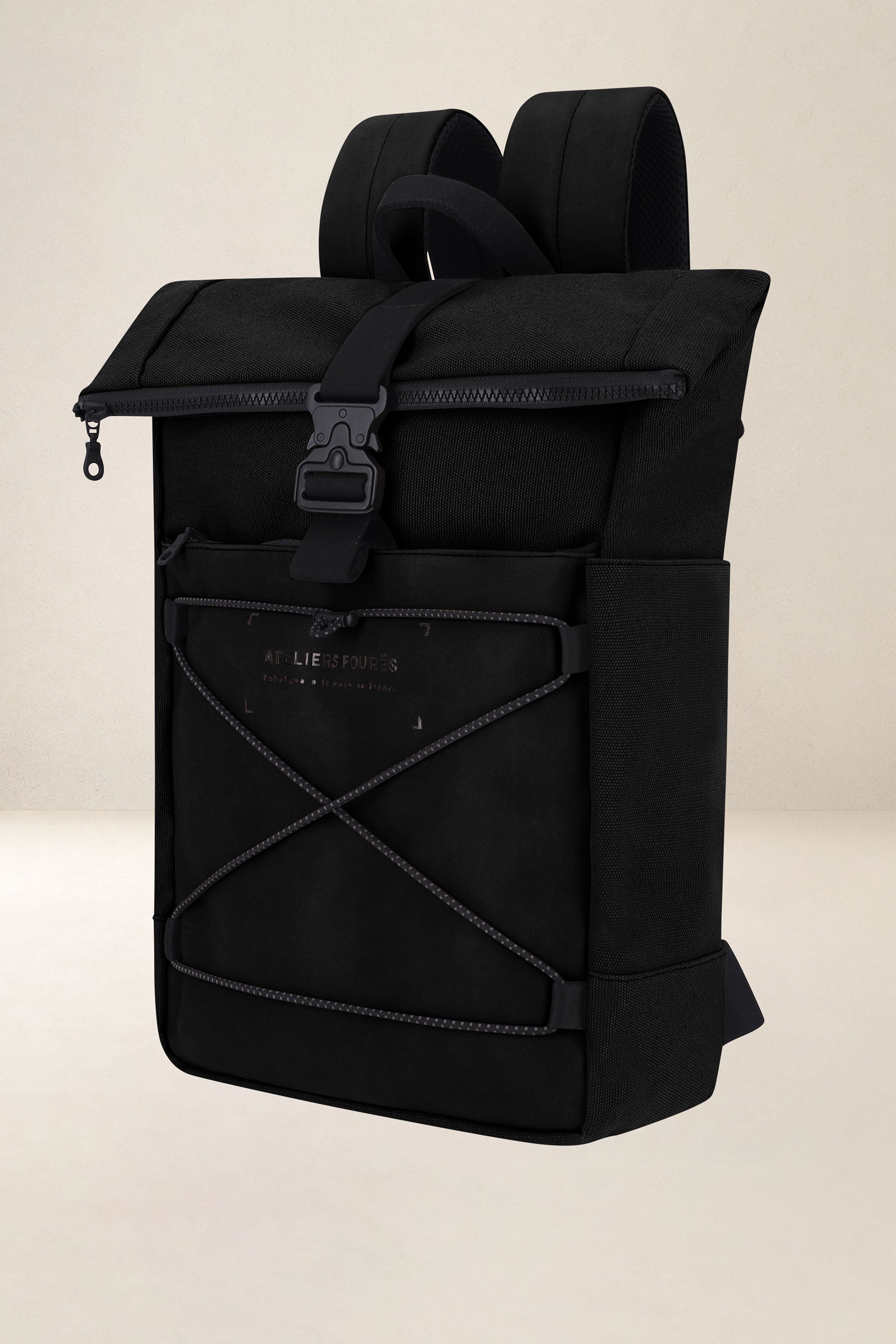 les-ateliers-four-s-aristote-sac-dos-cuir-kaki-toile image 5