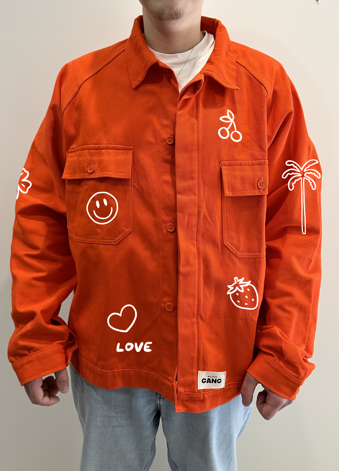 maison-gang-veste-de-travail-unisexe-orange-happy-tu image 1
