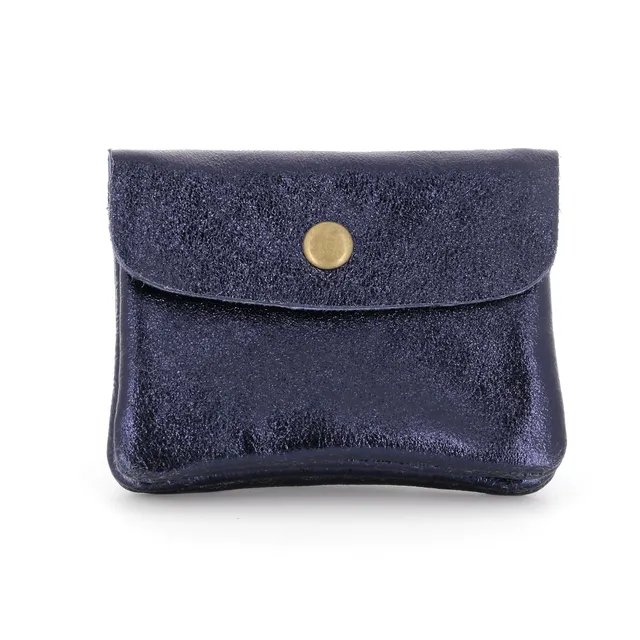 double-tree-porte-monnaie-cuir-bleu-marine-court-iris image 1