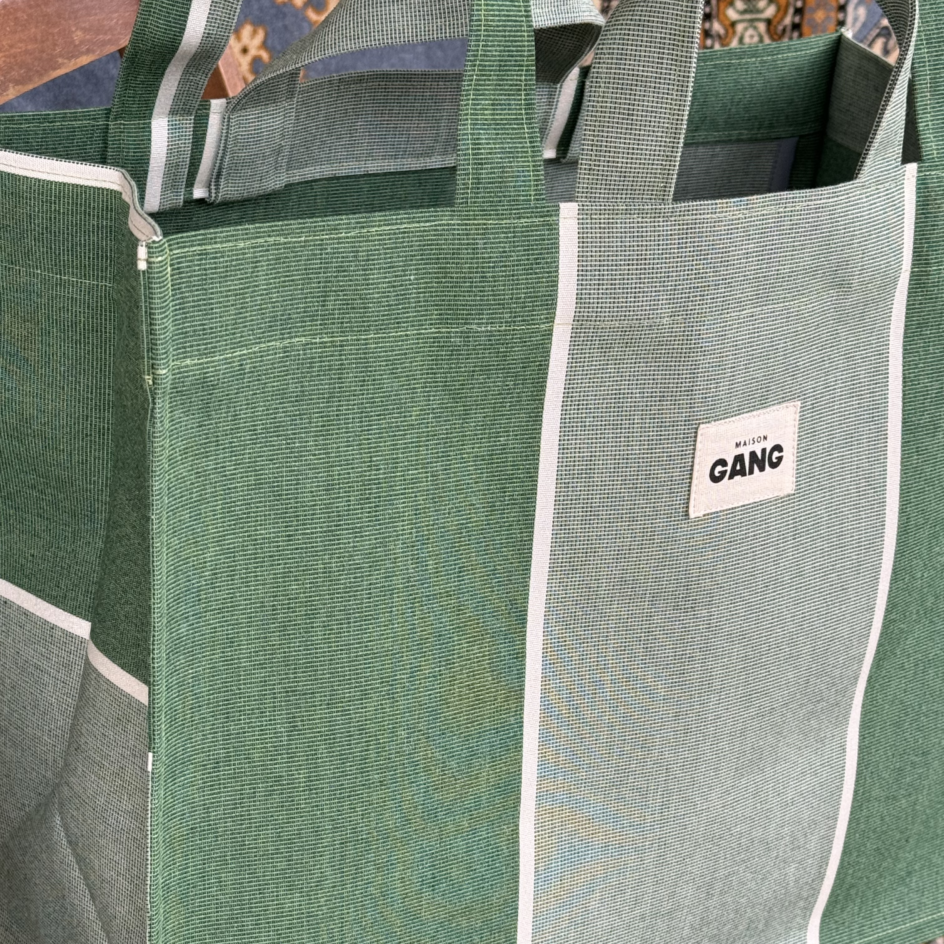 maison-gang-sac-toile-de-store-cabas-menthe-30x40x18-imperm-able image 4
