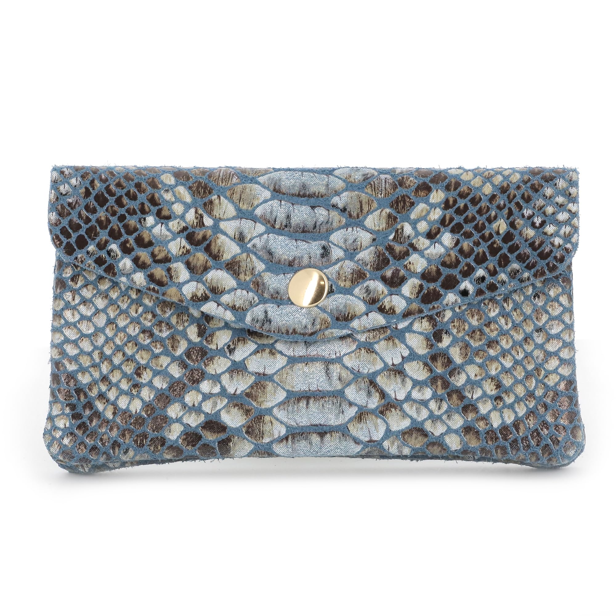 double-tree-porte-monnaie-cuir-python-portefeuille-mi-long-bleu image 1
