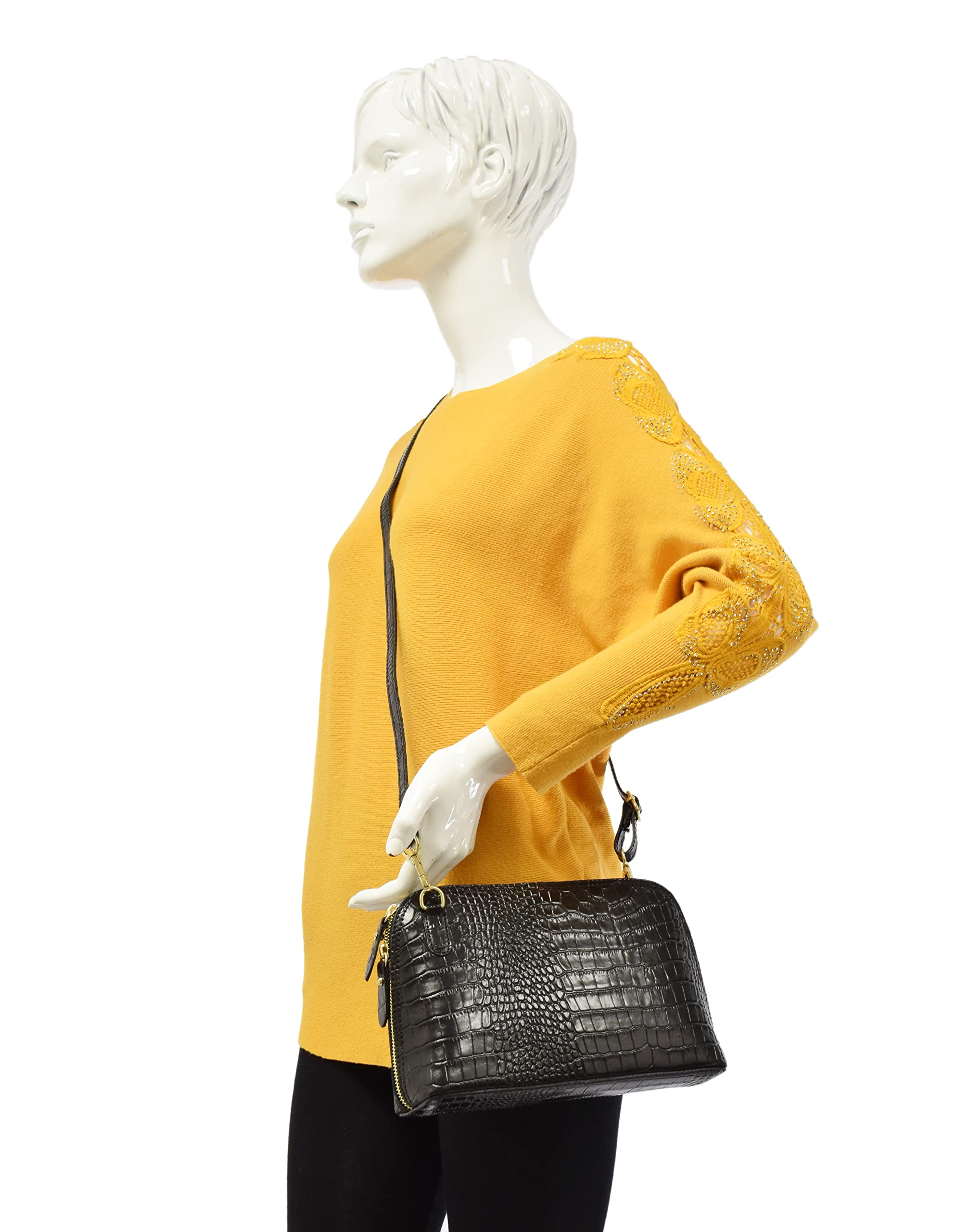 double-tree-sac-bandouli-re-cuir-croco-noir-femme-d-me image 7