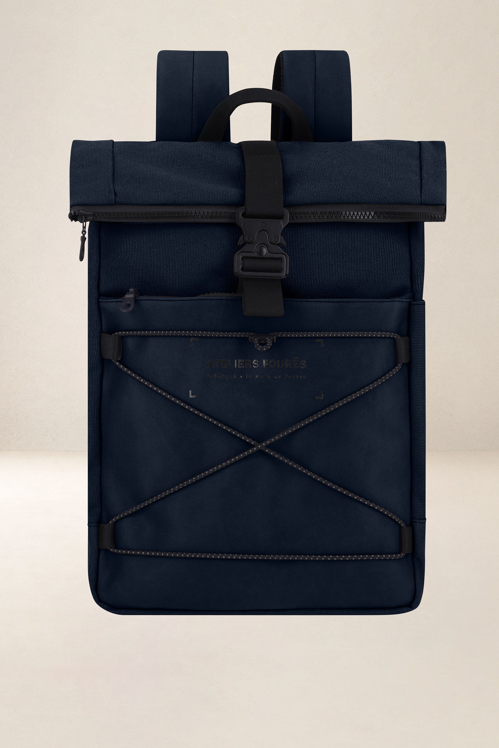 les-ateliers-four-s-aristote-sac-dos-cuir-kaki-toile image 8