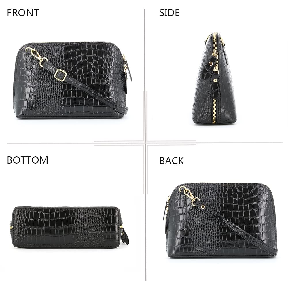 double-tree-sac-bandouli-re-cuir-croco-noir-femme-d-me image 3