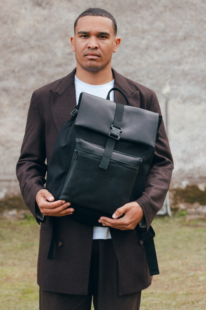 les-ateliers-four-s-aristote-sac-dos-noir-toile-cuir image 8