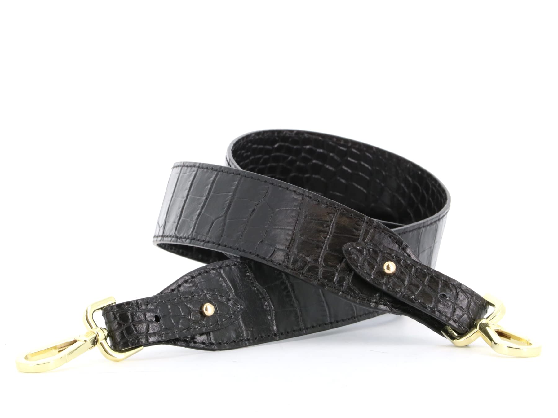 double-tree-sac-bandouli-re-cam-ra-cuir-croco-noir-22-cm image 7