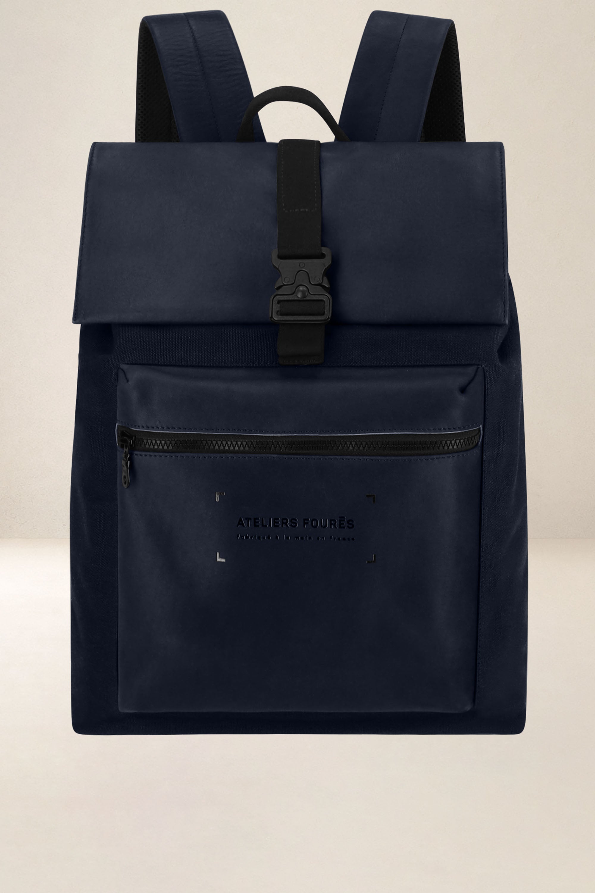 les-ateliers-four-s-aristote-sac-dos-noir-toile-cuir image 7
