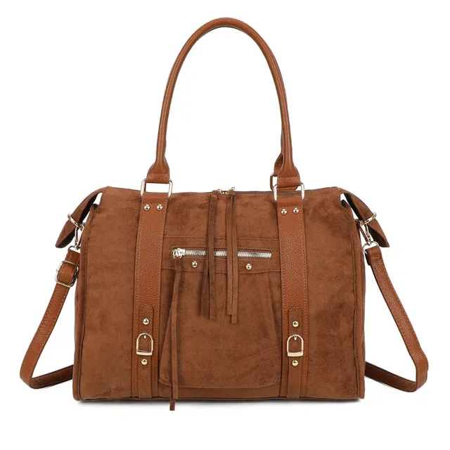 double-tree-sac-bowling-bandouli-re-cabas-femme-marron image 1