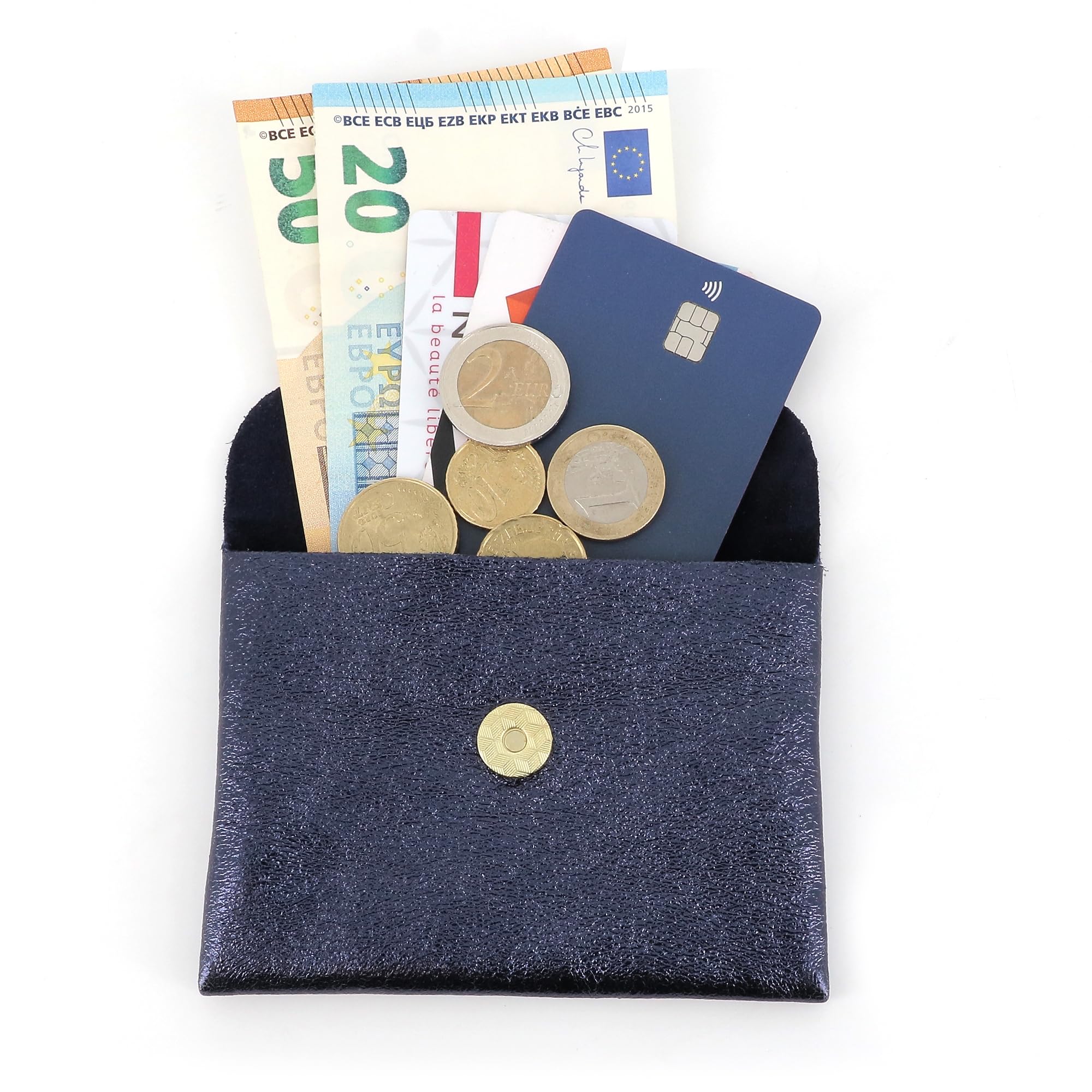 double-tree-porte-monnaie-cuir-bleu-marine-portefeuille-fin-magn-tique image 4