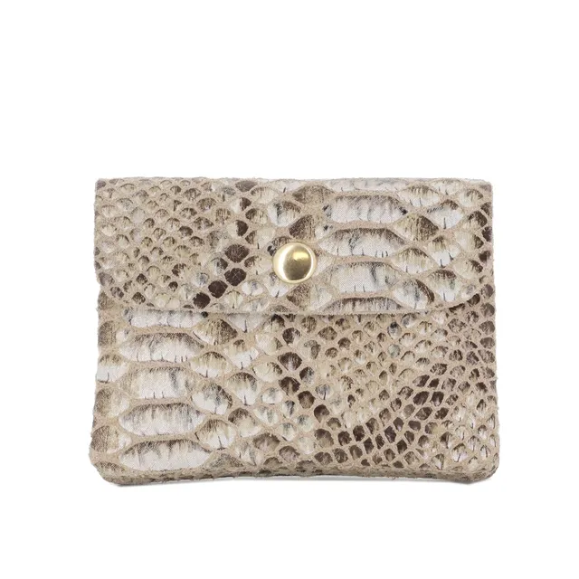 double-tree-porte-monnaie-cuir-python-portefeuille-femme-taupe image 1