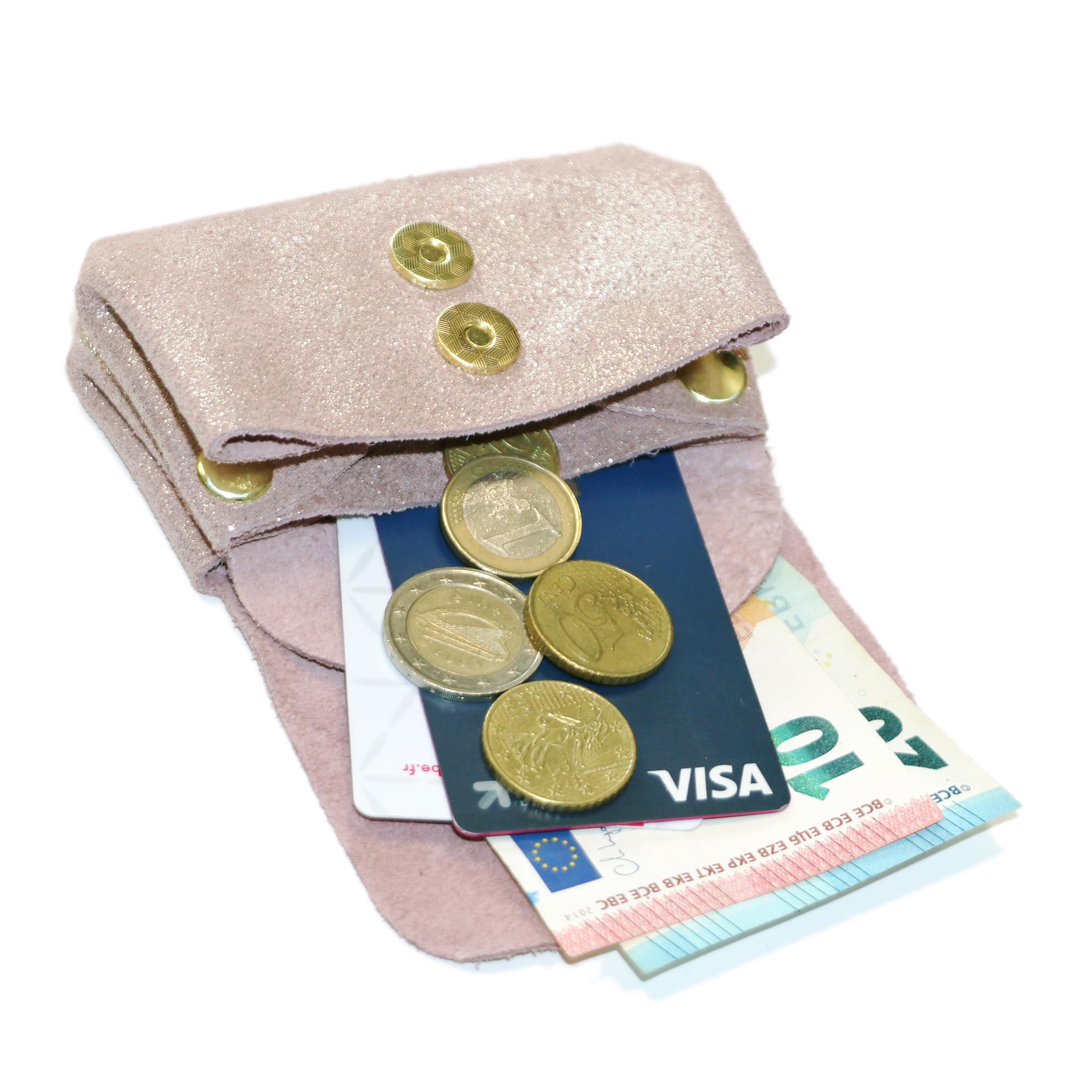 double-tree-porte-monnaie-cuir-daim-rose-iris image 4