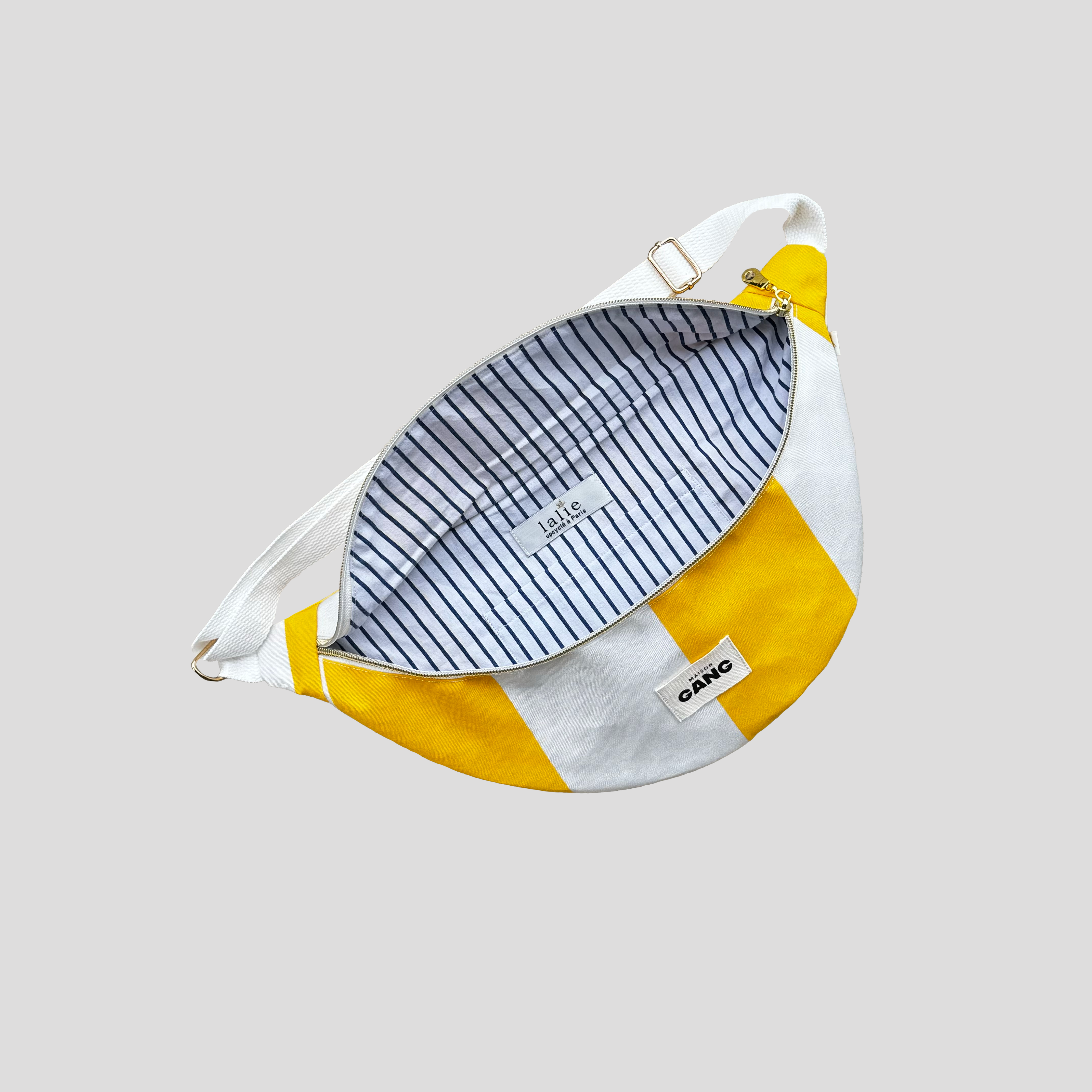 maison-gang-sac-banane-upcycl-ray-jaune-zip-dor image 2