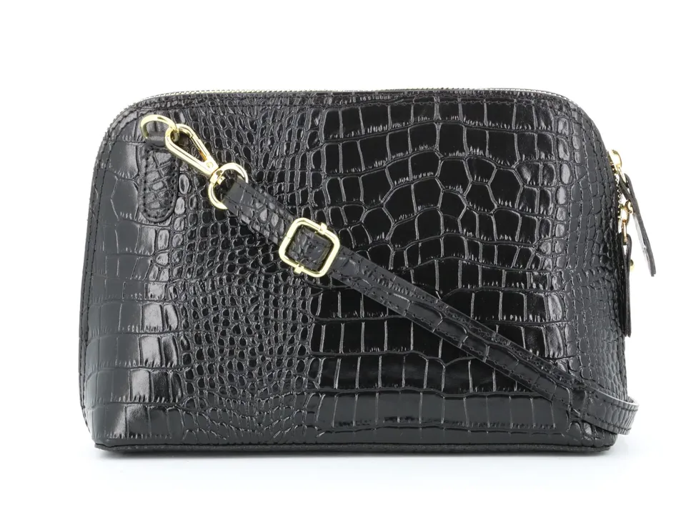 double-tree-sac-bandouli-re-cuir-croco-noir-femme-d-me image 1