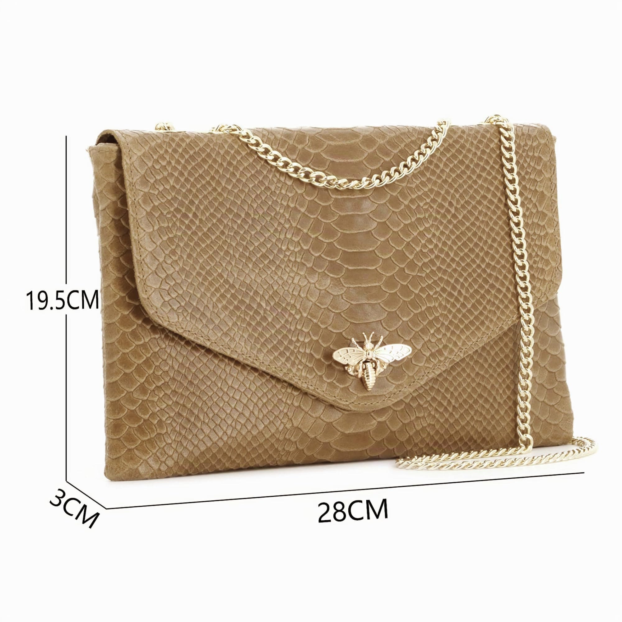 double-tree-sac-bandouli-re-taupe-pochette-cuir-serpent-abeille image 4