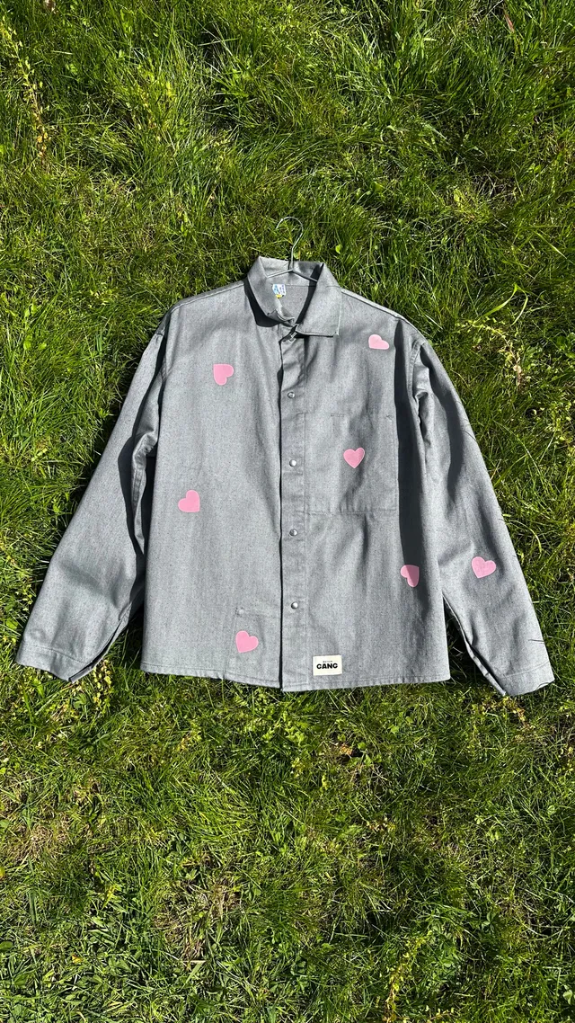 maison-gang-veste-de-travail-grise-coeurs-roses-tu image 1