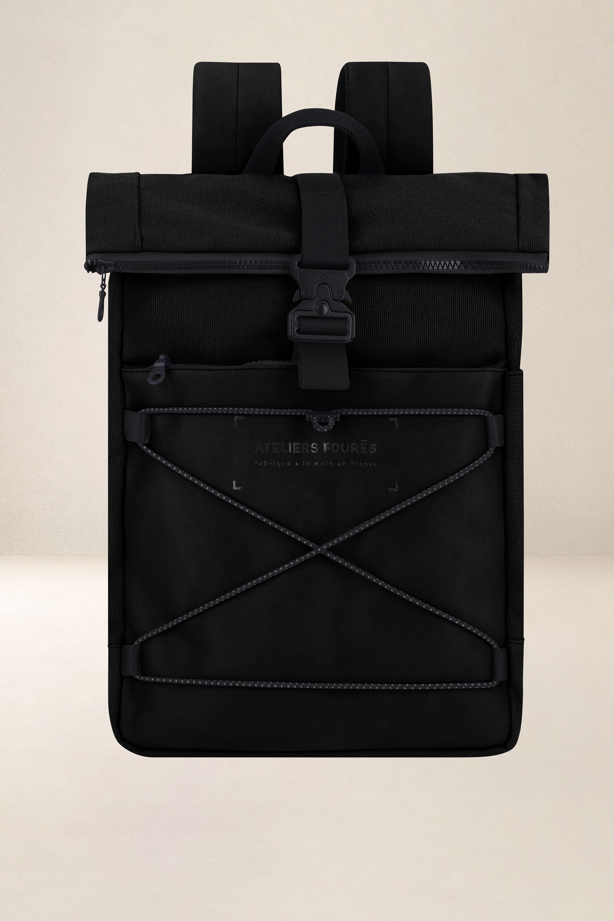 les-ateliers-four-s-aristote-sac-dos-cuir-kaki-toile image 3