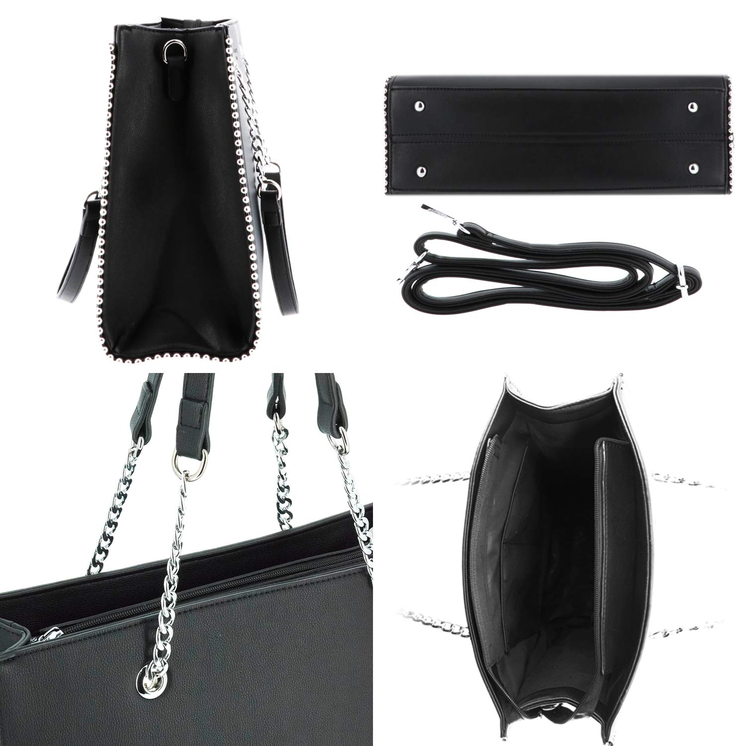 double-tree-sac-main-cha-ne-perle-noir-xl-a4 image 6