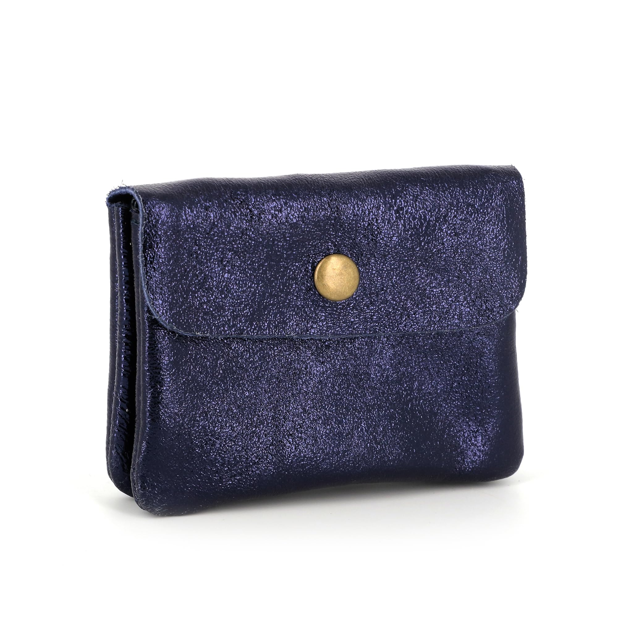 double-tree-porte-monnaie-cuir-bleu-marine-court-iris image 2