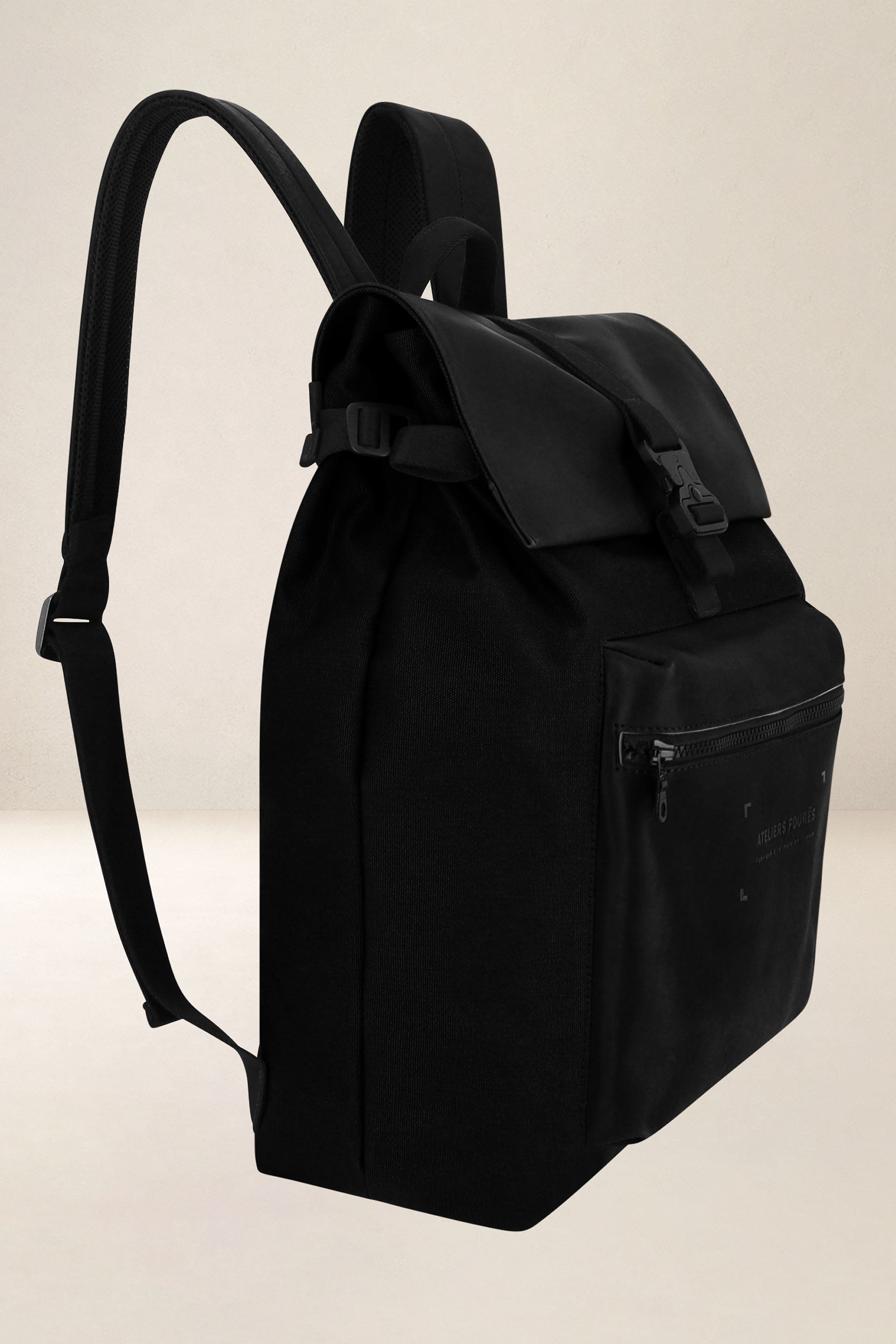 les-ateliers-four-s-aristote-sac-dos-noir-toile-cuir image 4