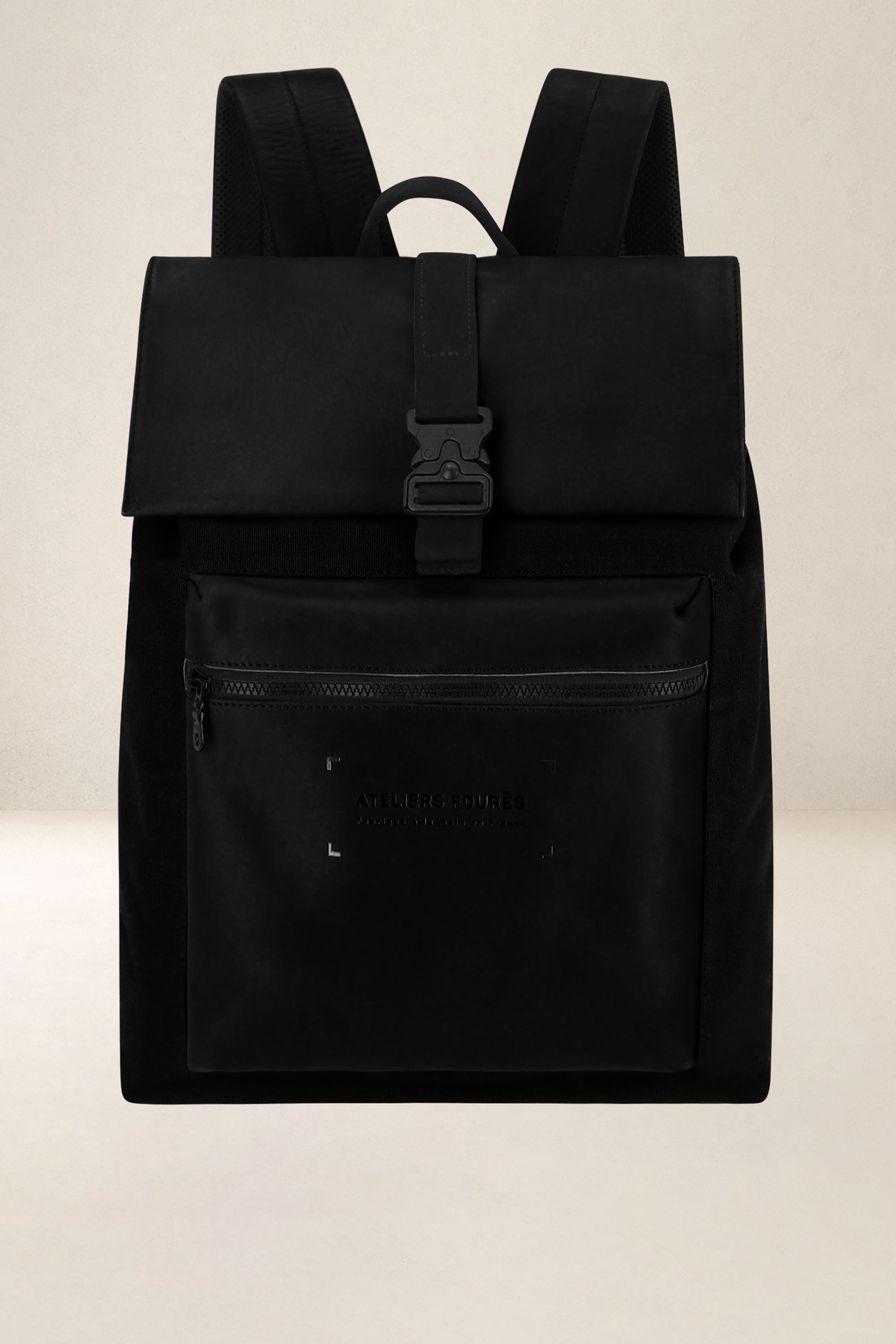 les-ateliers-four-s-aristote-sac-dos-noir-toile-cuir image 2