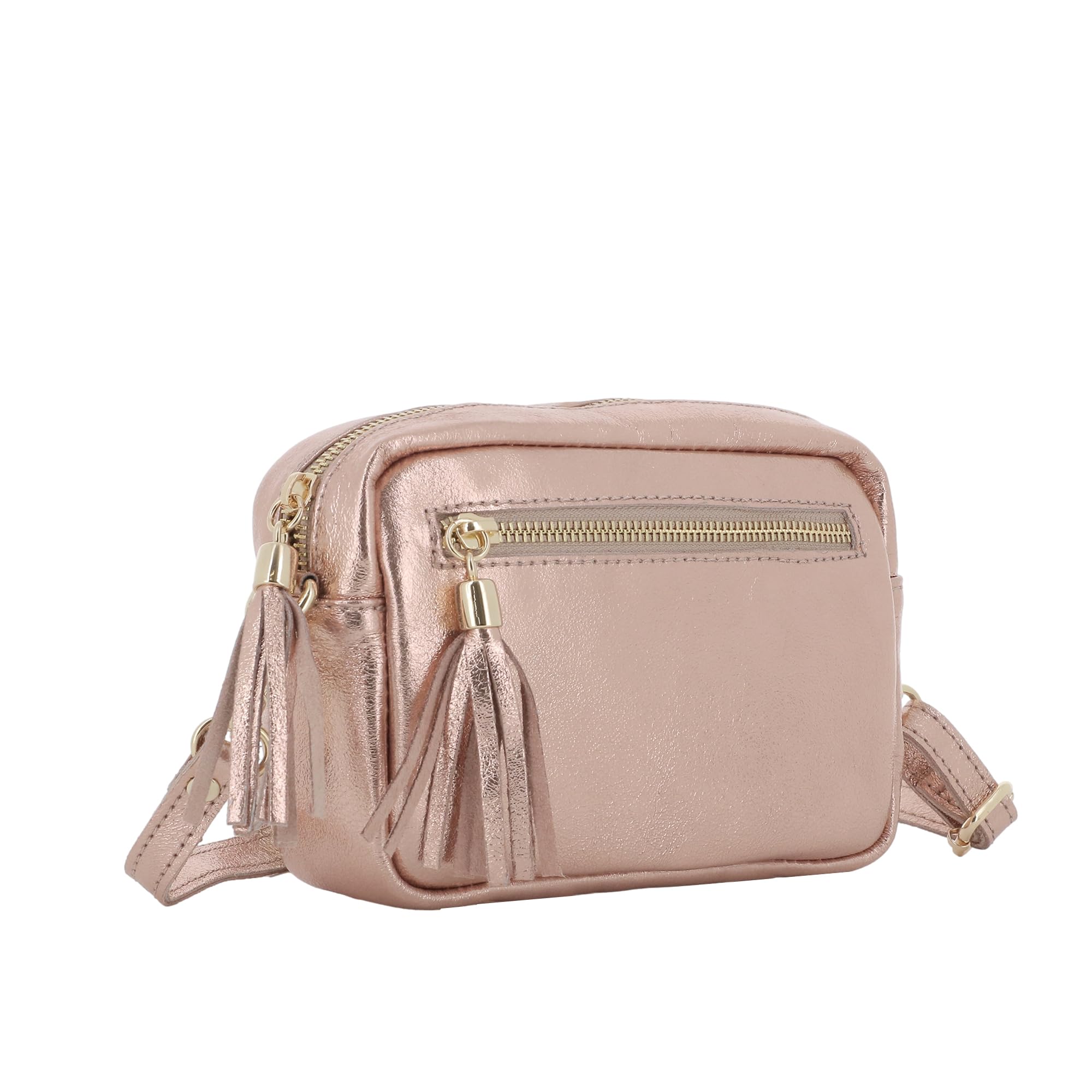 double-tree-sac-bandouli-re-cuir-or-rose-brillant image 2