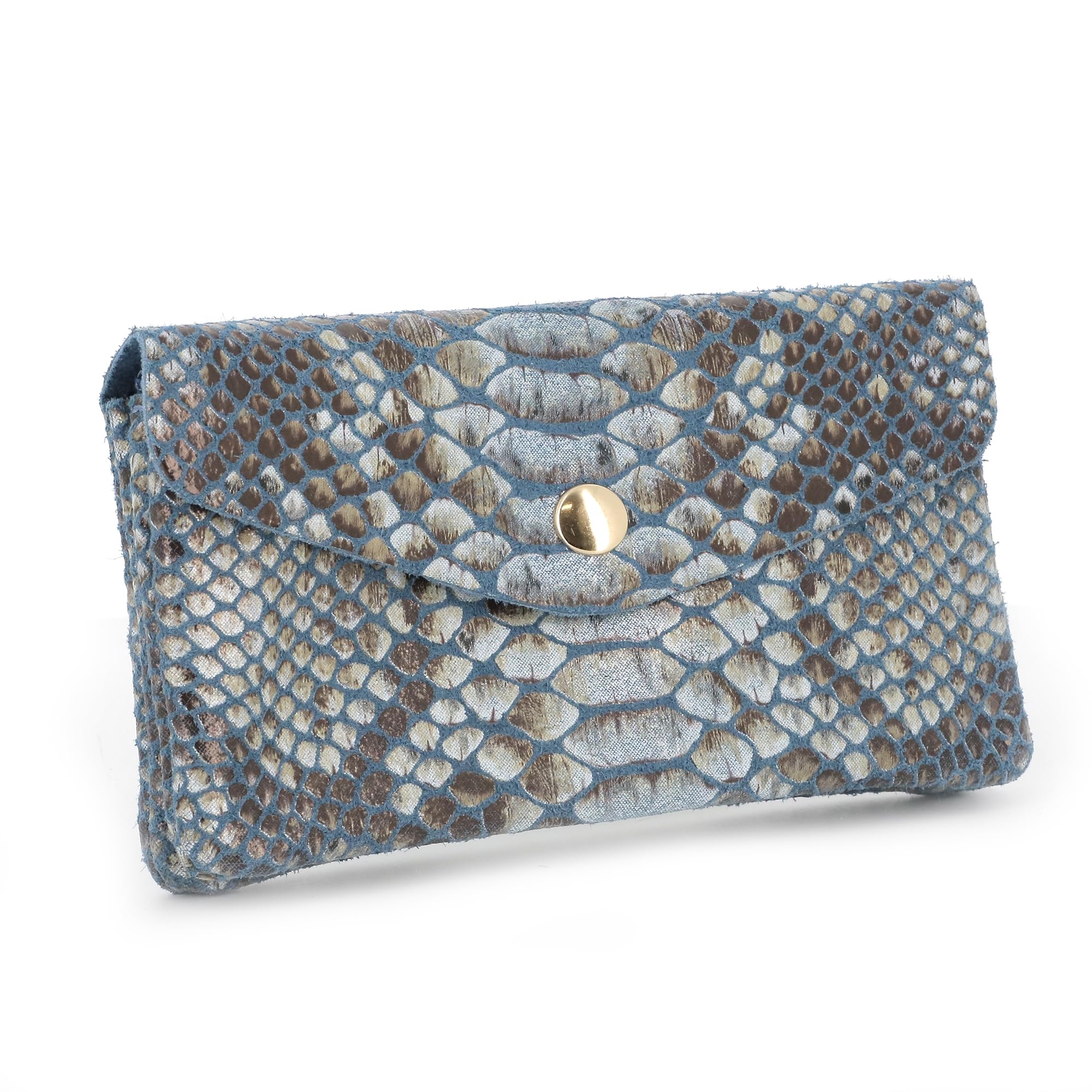 double-tree-porte-monnaie-cuir-python-portefeuille-mi-long-bleu image 2