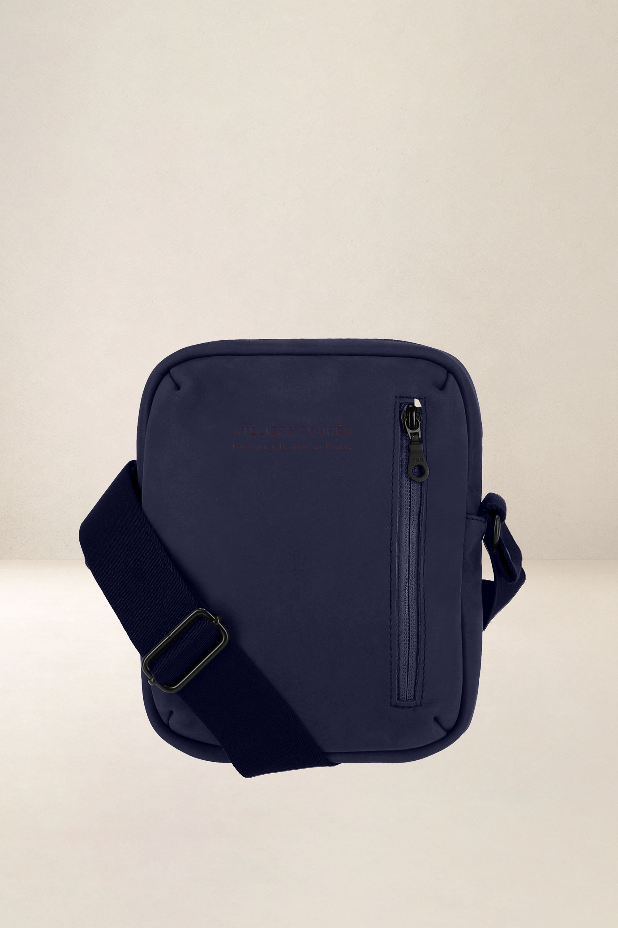 les-ateliers-four-s-euclide-pochette-cuir-marine-toile image 1