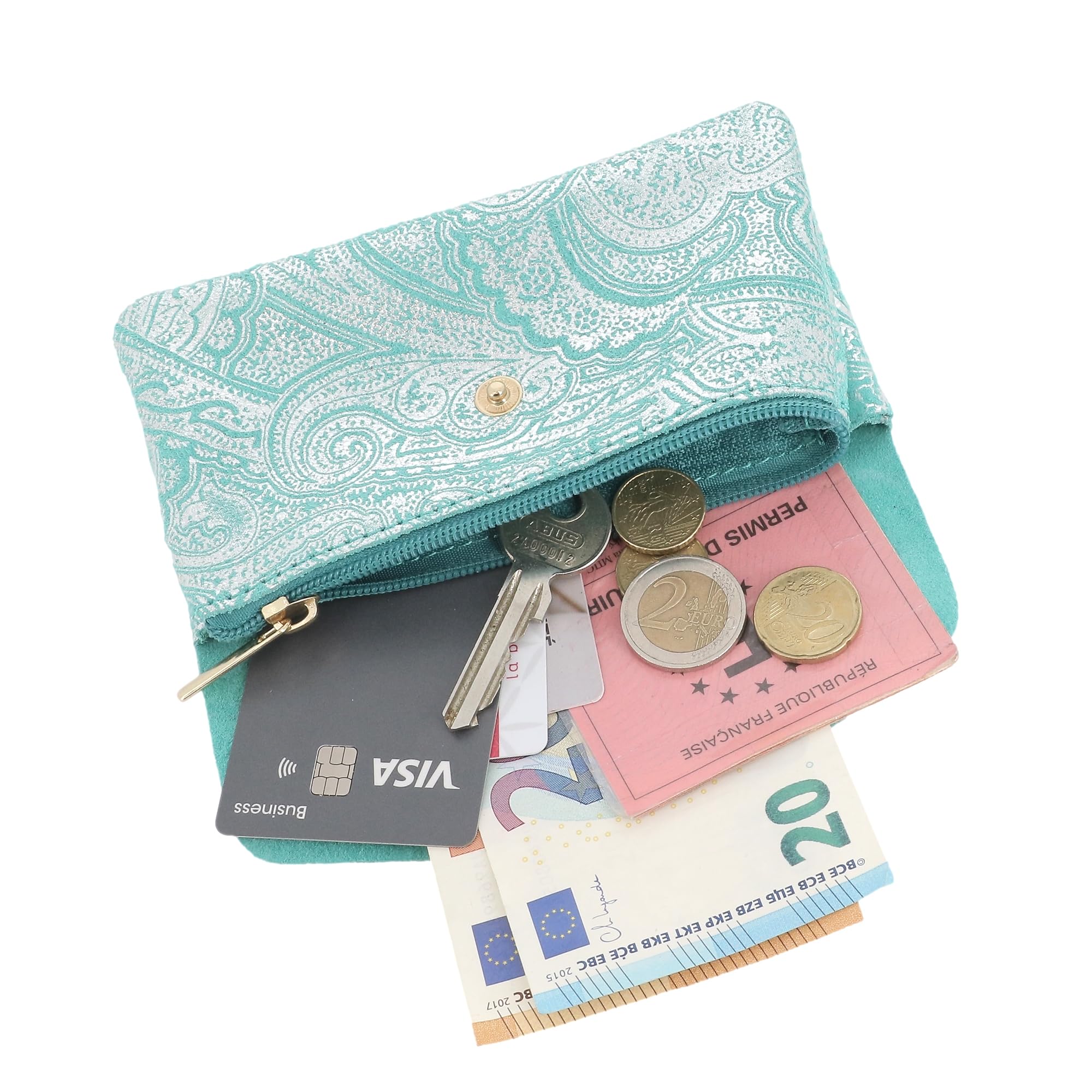 double-tree-porte-monnaie-cuir-turquoise-baroque-m-tallis-mi-long image 6