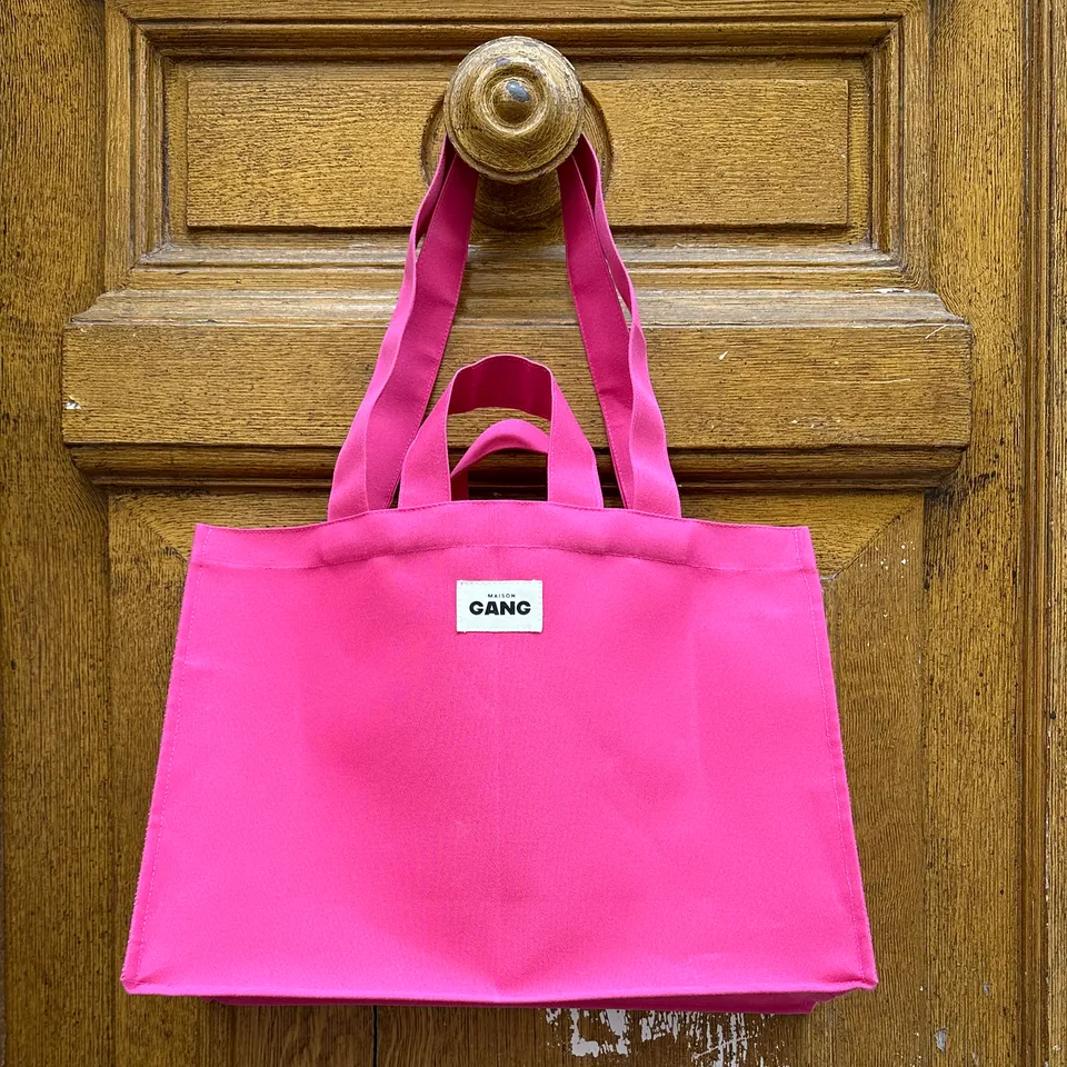 maison-gang-sac-toile-de-store-cabas-fuchsia-rose-30x40x18 image 1