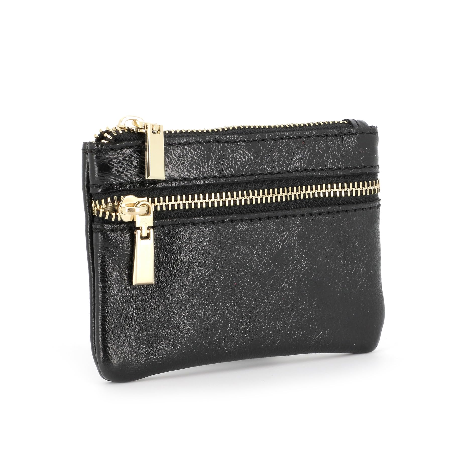 double-tree-porte-monnaie-cuir-noir-iris-portefeuille-zip-femme image 2