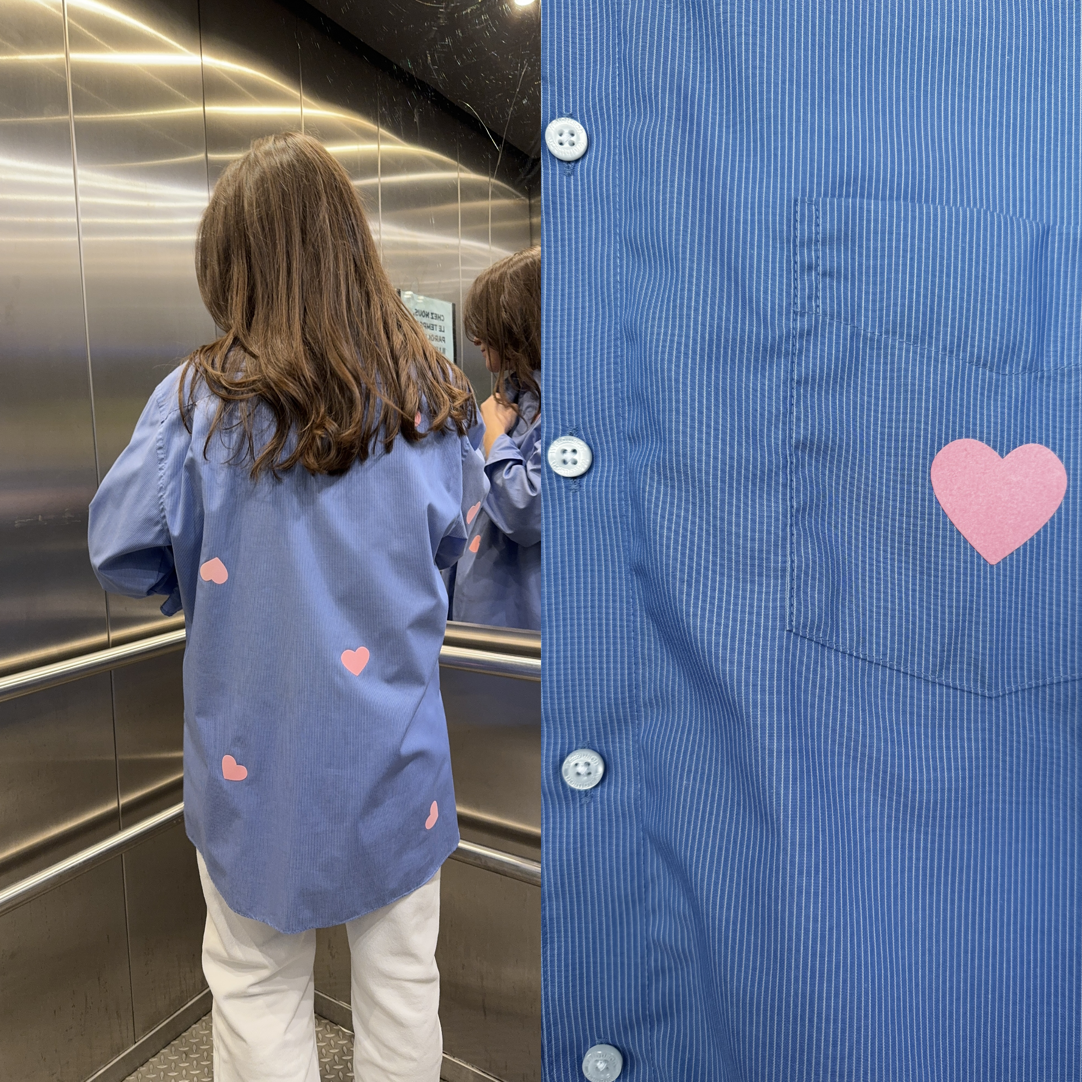maison-gang-chemises-upcycl-es-coeurs-chemise-ray-e-bleue-tu image 2