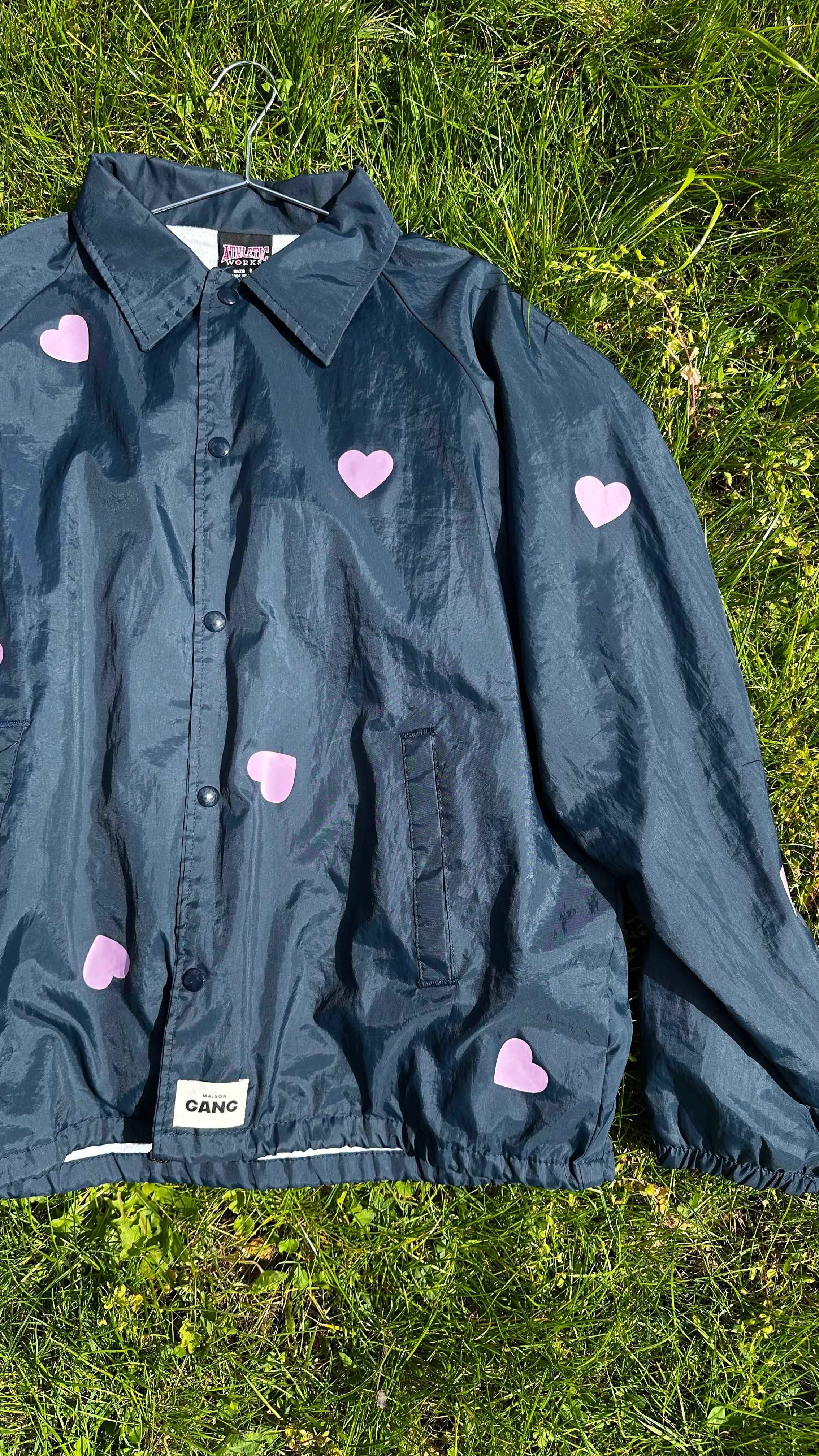 maison-gang-coupe-vent-coeurs-roses-veste-bleue-taille-l image 3
