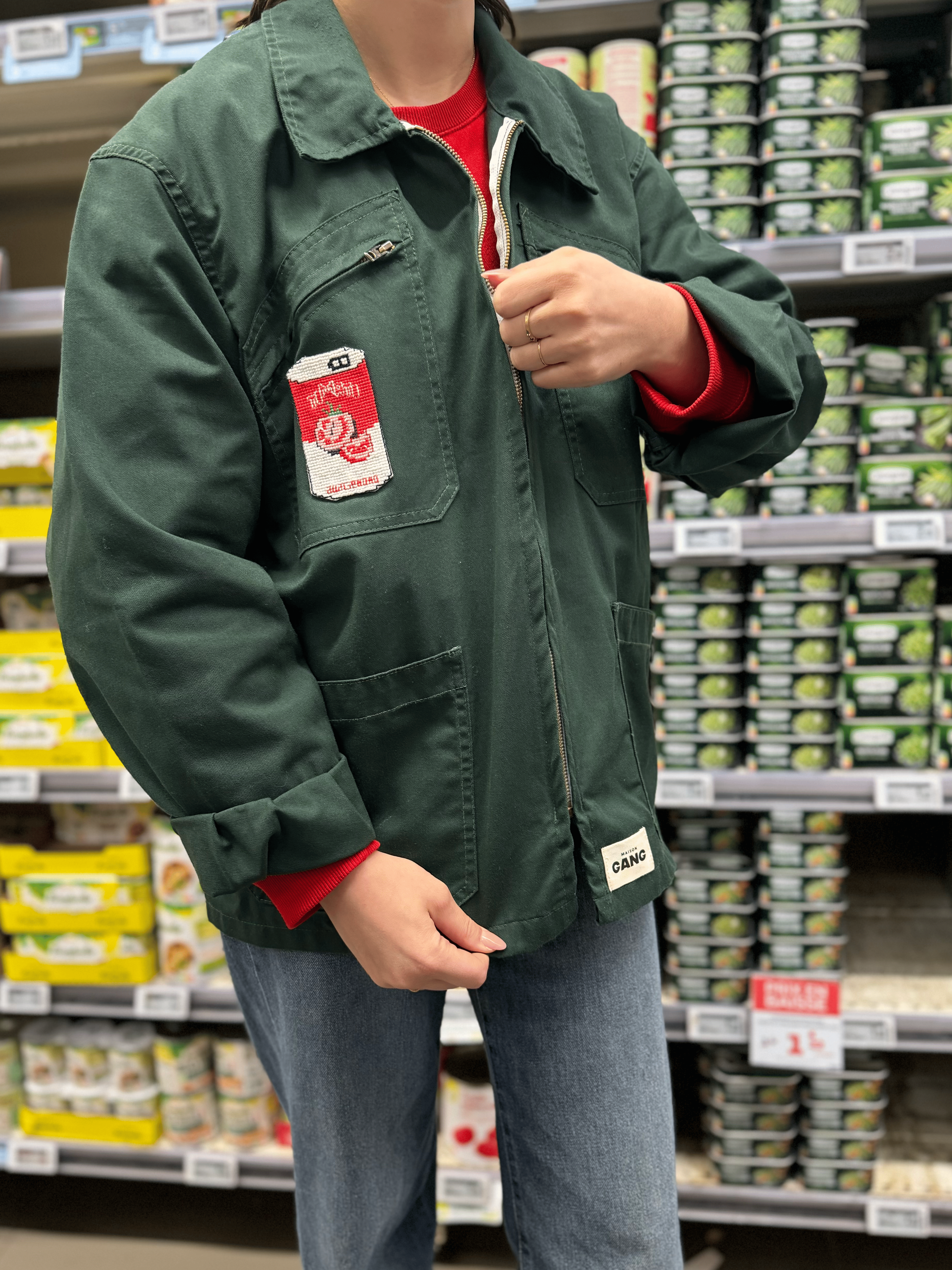maison-gang-tomato-sauce-veste-de-travail-verte-tu-brod-e image 2