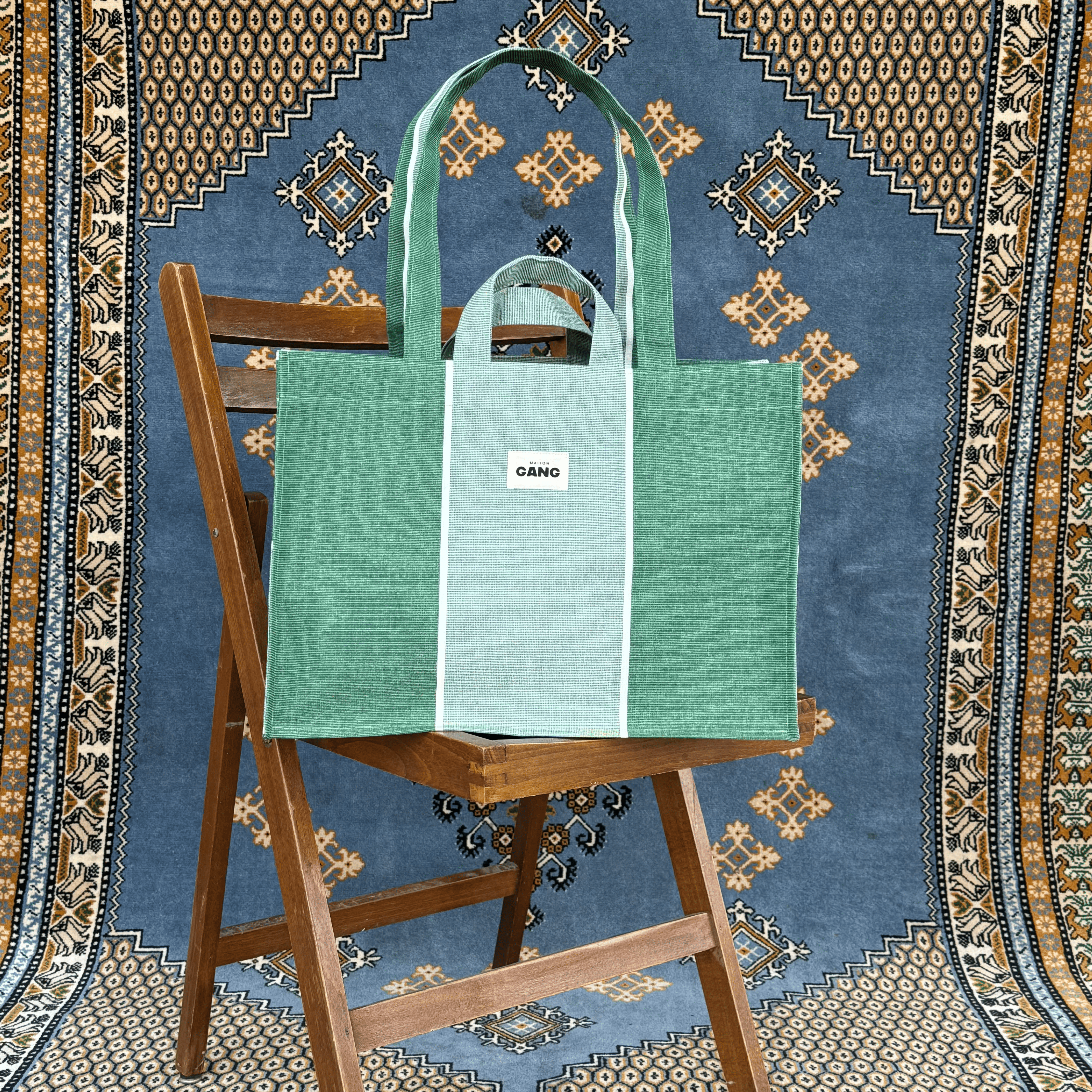 maison-gang-sac-toile-de-store-cabas-menthe-30x40x18-imperm-able image 1