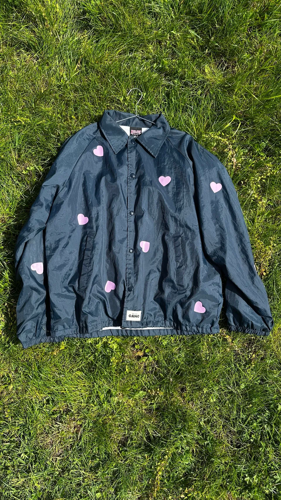 maison-gang-coupe-vent-coeurs-roses-veste-bleue-taille-l image 1