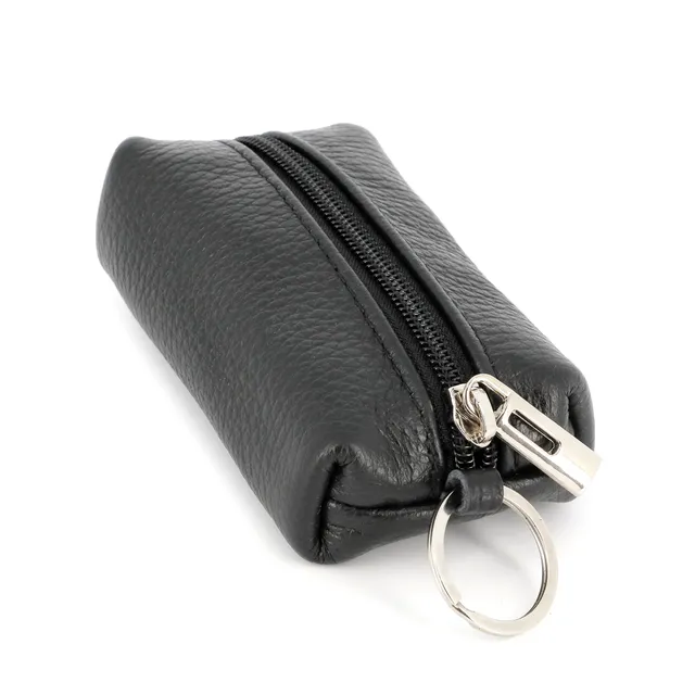 double-tree-porte-monnaie-cuir-grain-noir-porte-cl-s-zip image 1