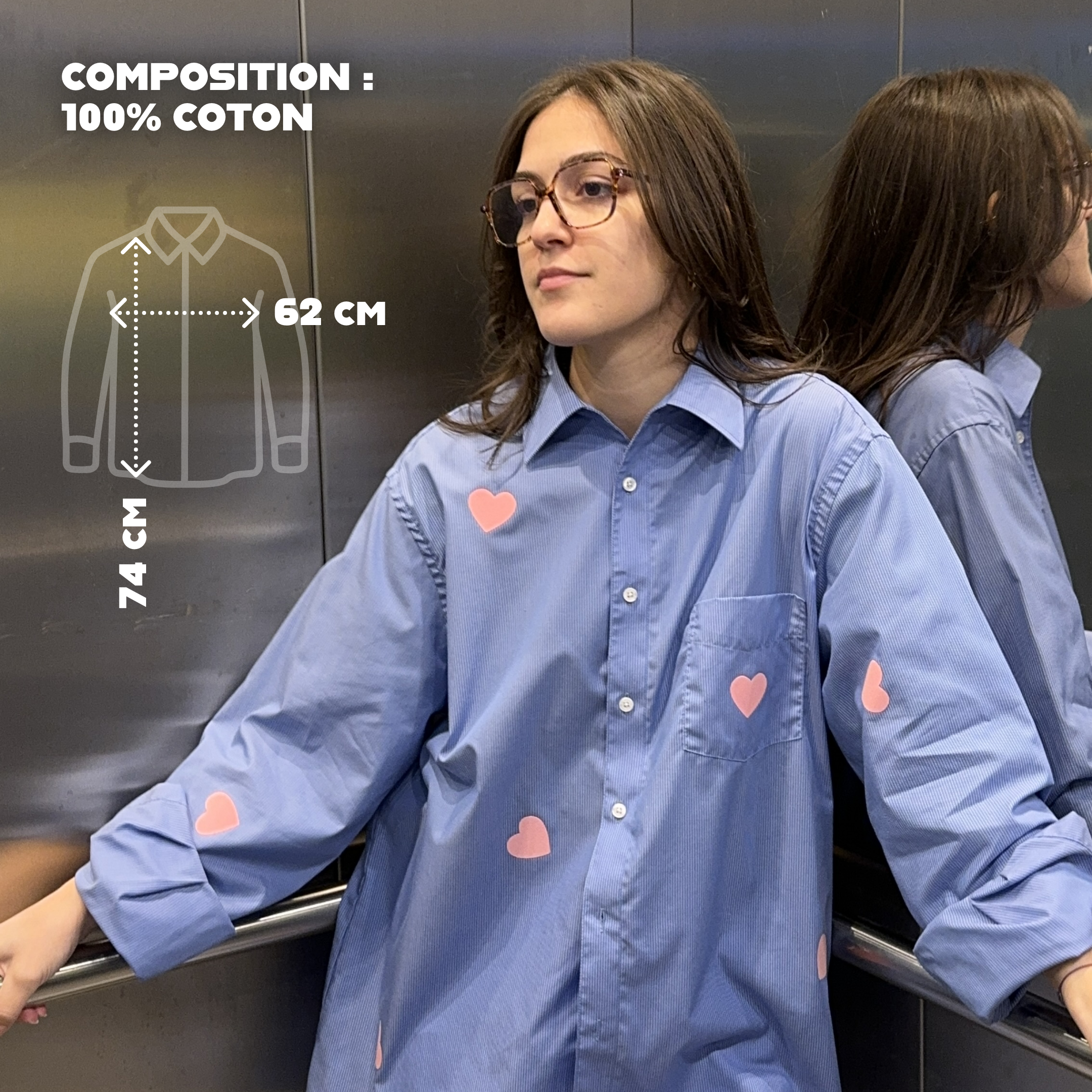maison-gang-chemises-upcycl-es-coeurs-chemise-ray-e-bleue-tu image 1