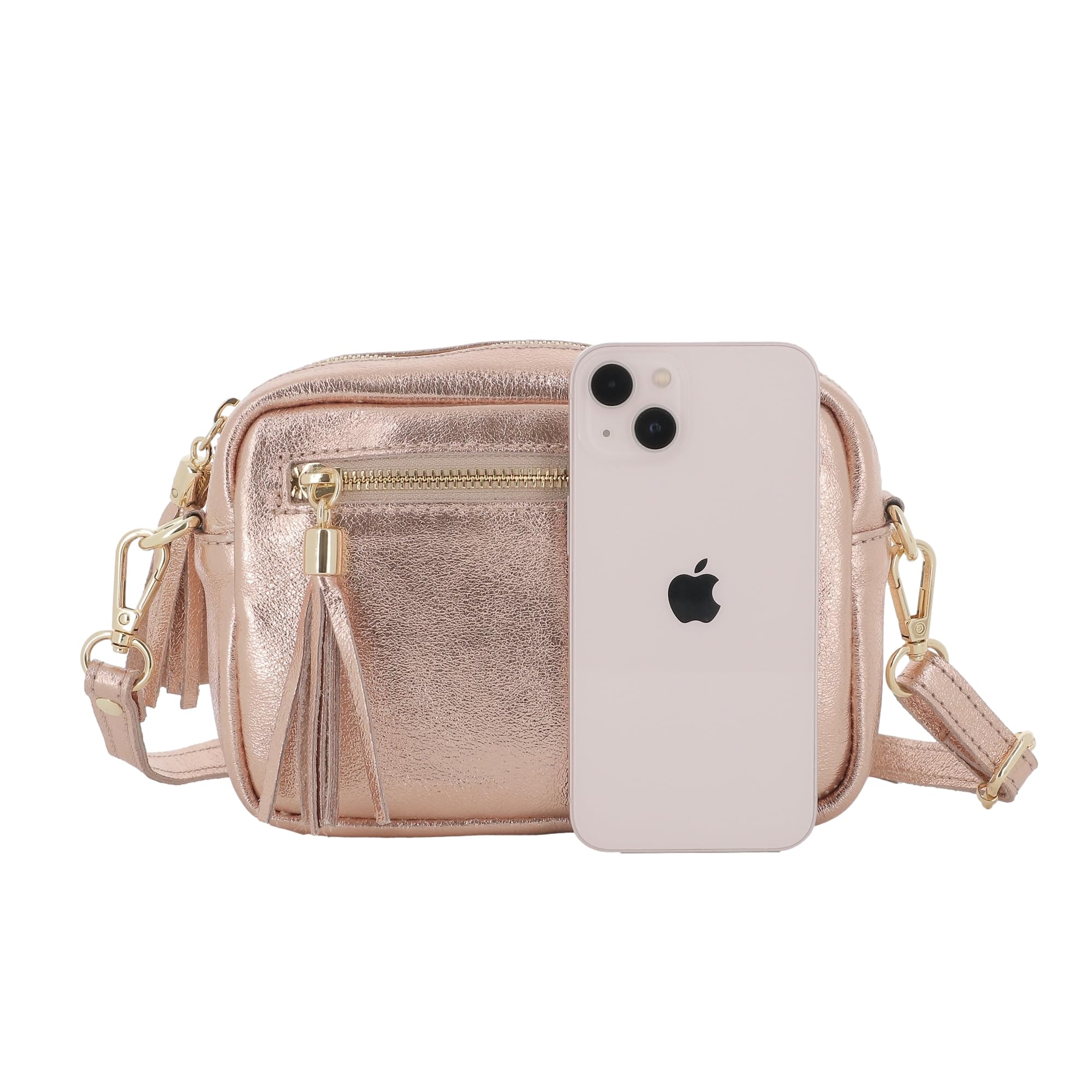 double-tree-sac-bandouli-re-cuir-or-rose-brillant image 5