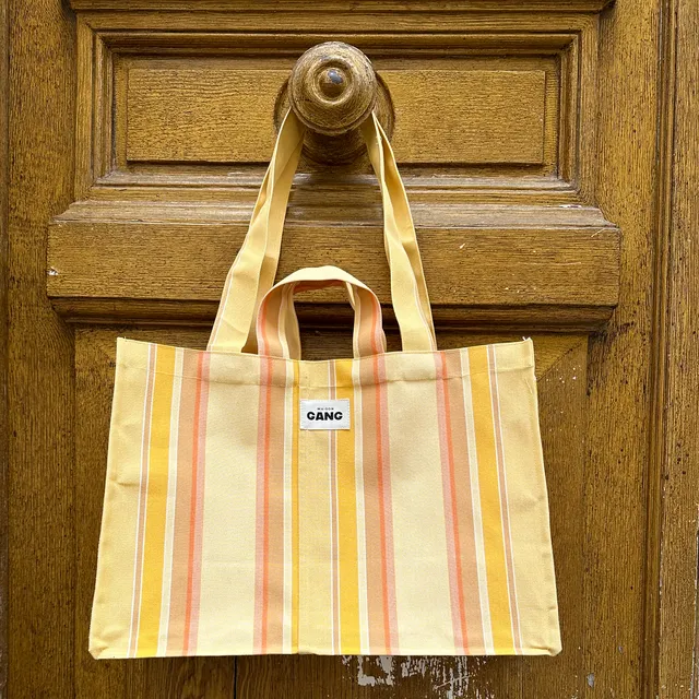 maison-gang-sac-cabas-upcycl-rayures-jaunes-30x40x18 image 1