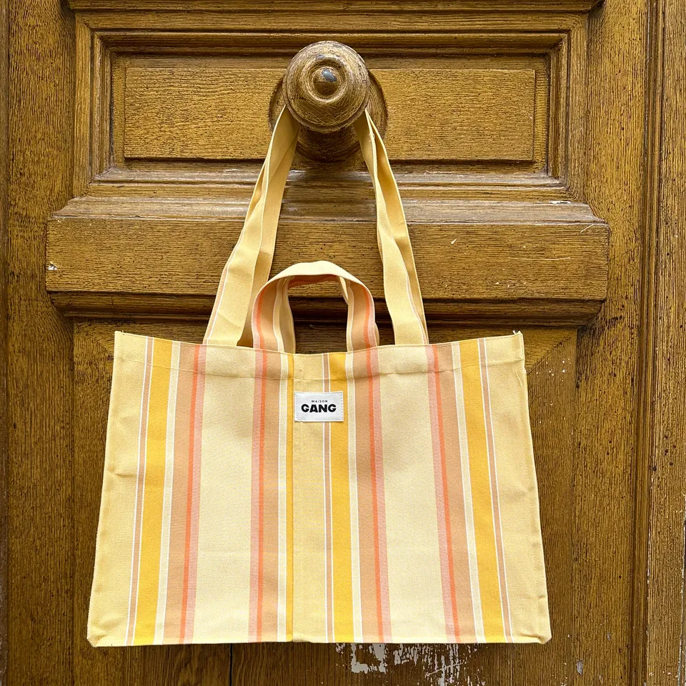 maison-gang-sac-cabas-upcycl-rayures-jaunes-30x40x18 image 1