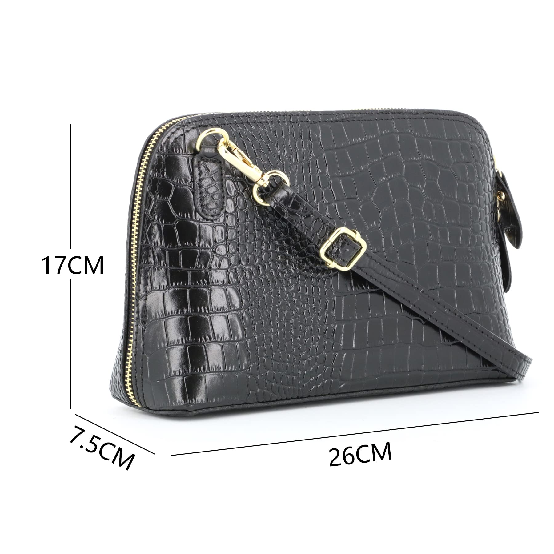 double-tree-sac-bandouli-re-cuir-croco-noir-femme-d-me image 2