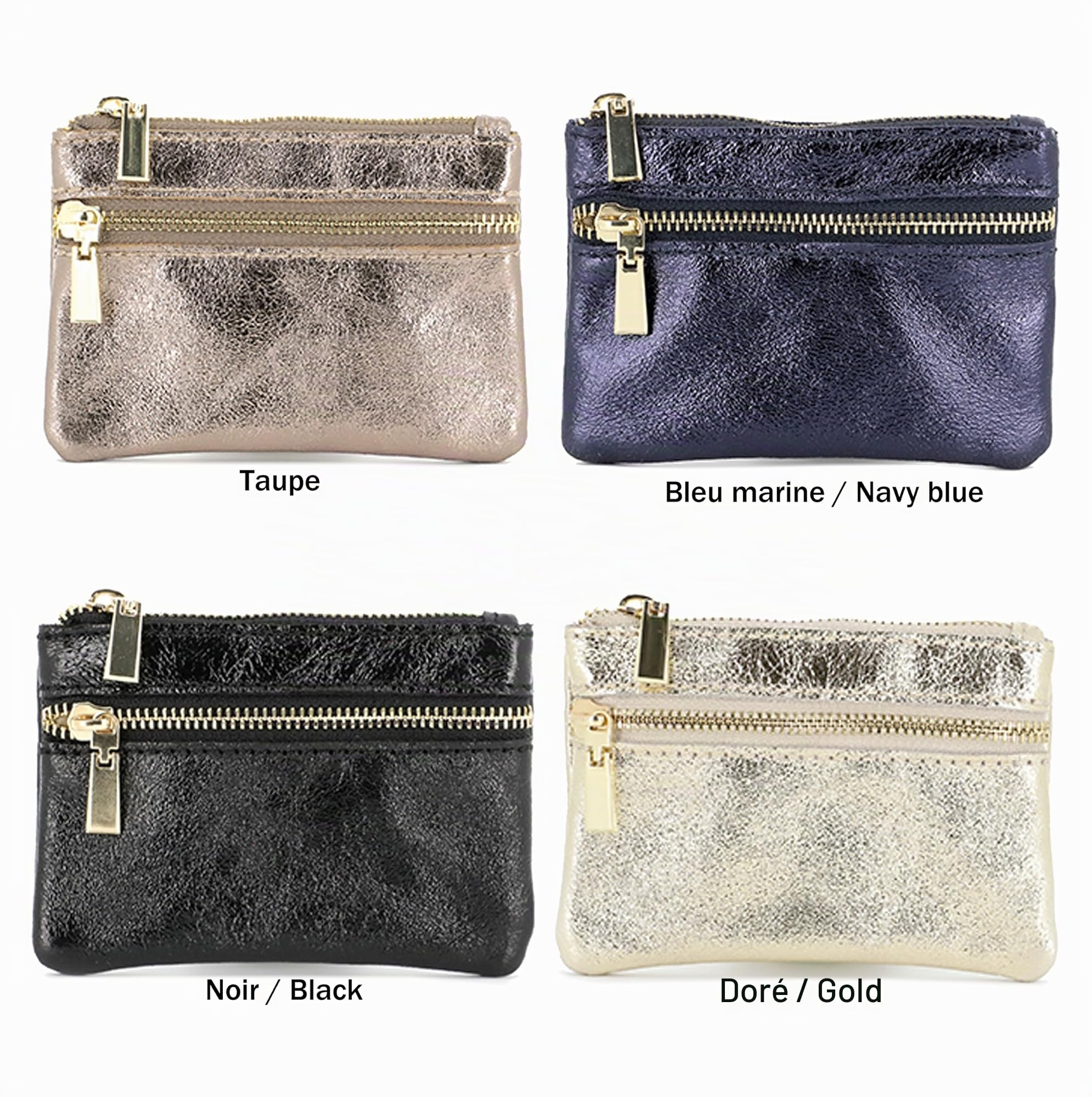 double-tree-porte-monnaie-cuir-noir-iris-portefeuille-zip-femme image 7